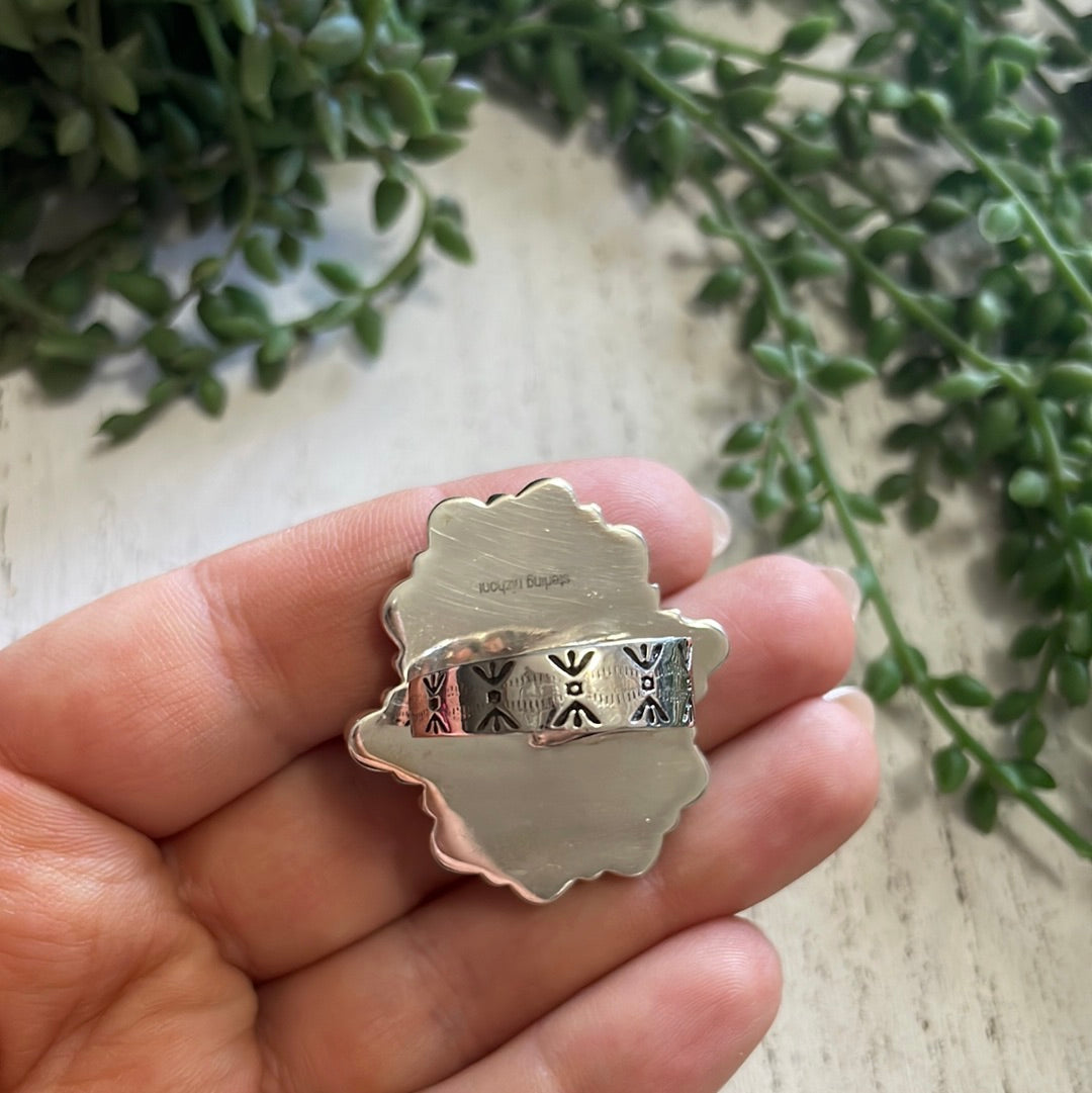 Nizhoni Handmade Fire Opal, Turquoise And Sterling Silver Adjustable Ring