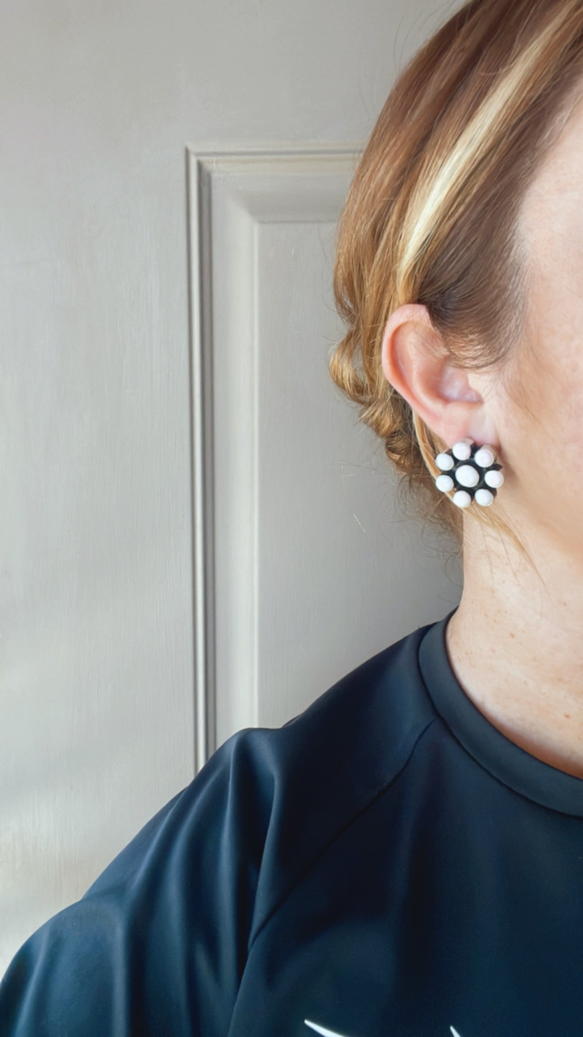 Handcrafted Pink Conch and Sterling Silver Flower Earrings Signed