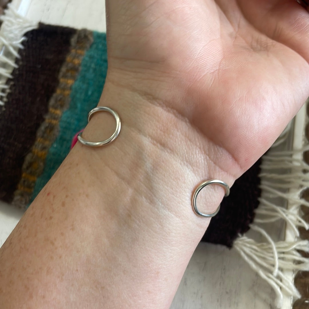 Handcrafted Pink Conch & Sterling Silver Adjustable Cuff Bracelet Signed C Yazzie