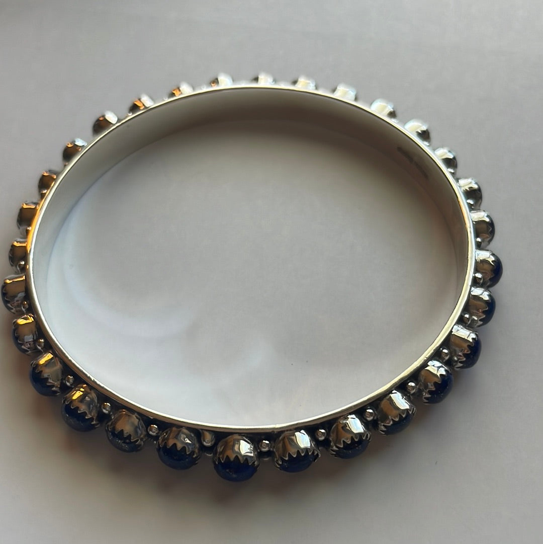Handmade Lapis & Sterling Silver Custom Bangles Size 8 Signed Nizhoni