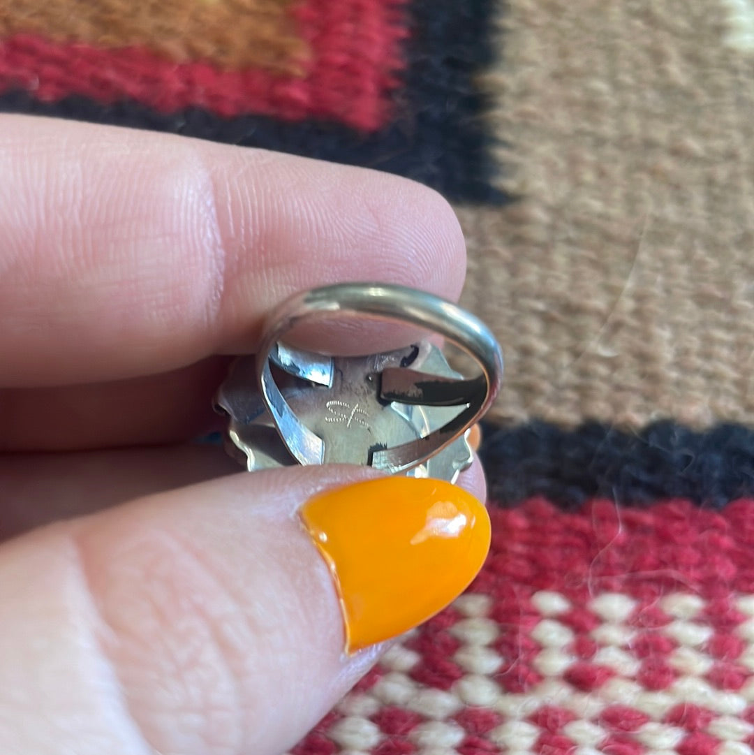 Handcrafted Sterling Silver & Turquoise Small Flower Ring