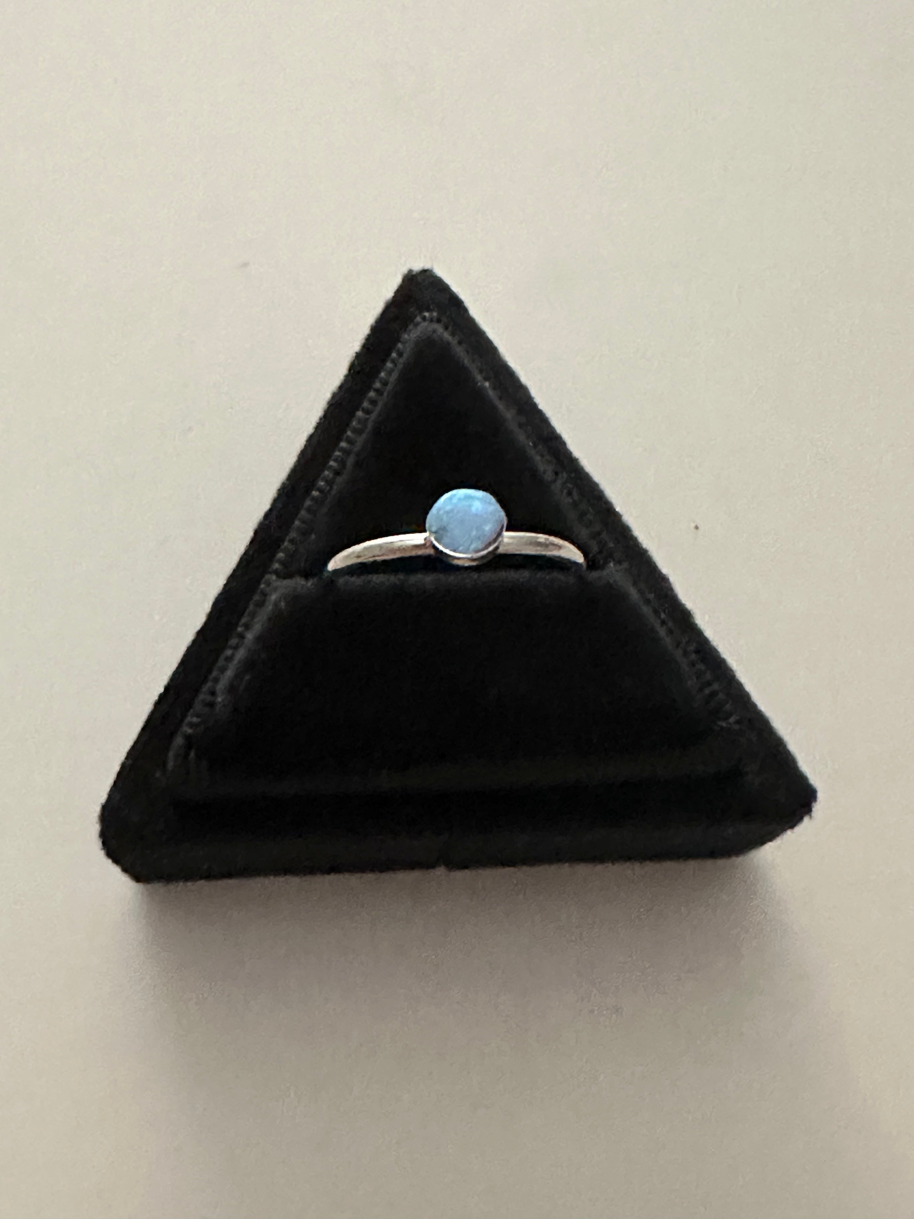 Handcrafted Sterling Silver & Blue Opal Dot Ring