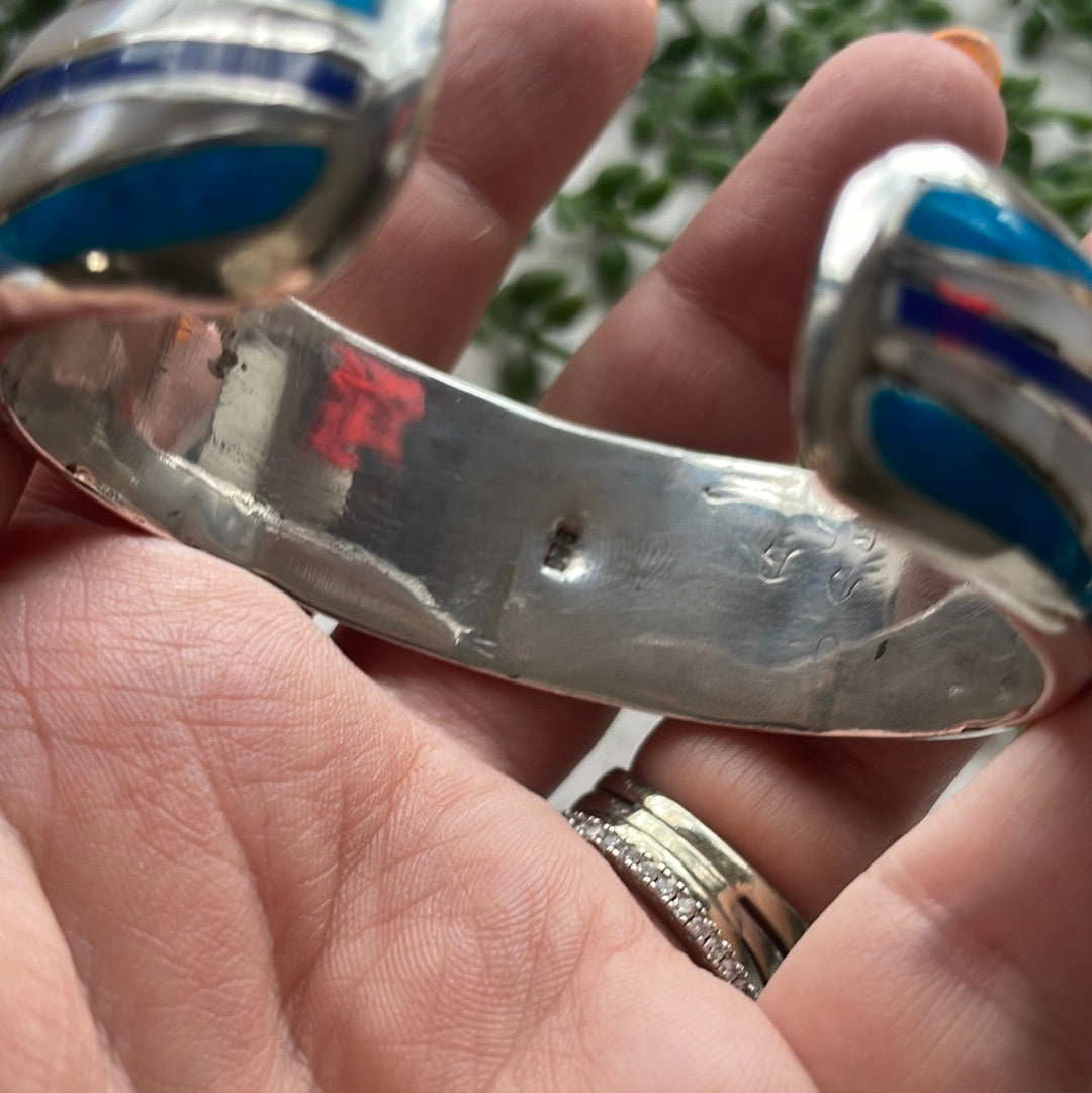 “The Fire Opal Cuff” Sterling Silver Fire Multi Stone Opal Cuff Bracelet /