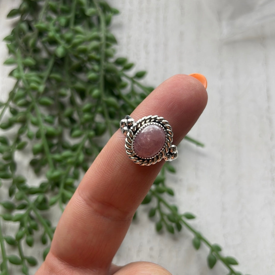 Handcrafted Sterling Silver & Rhodochrosite Round Ring