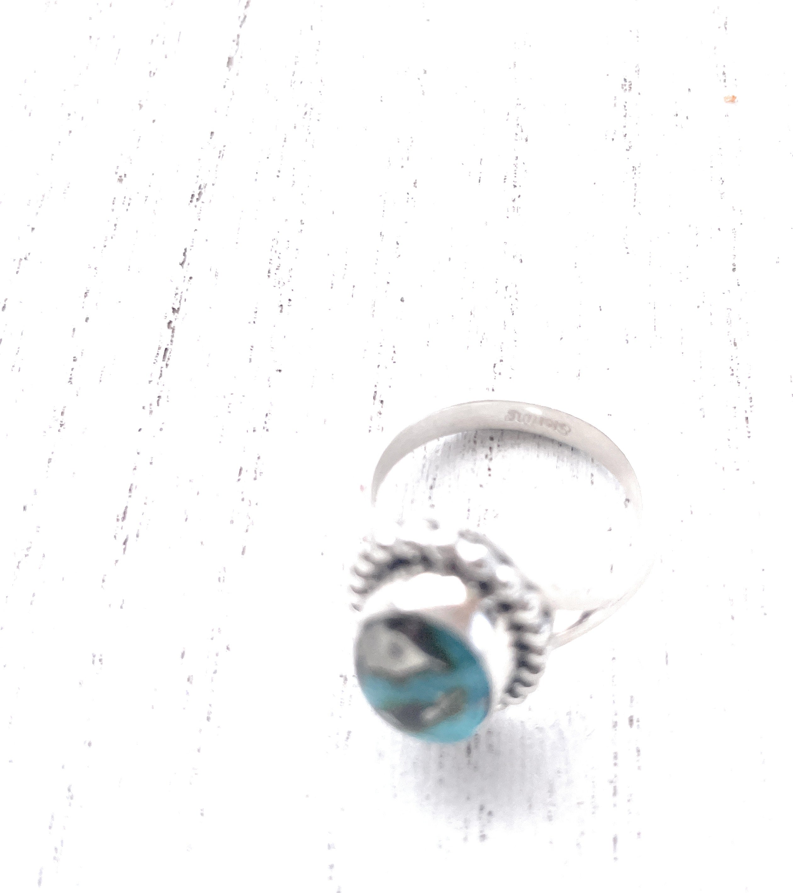 “The Paradise” Handcrafted Turquoise Sterling Silver Ring Size 8.5