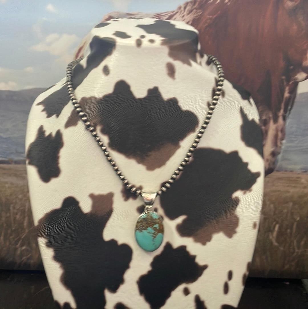Handcrafted Sterling Silver Turquoise Pendant Signed
