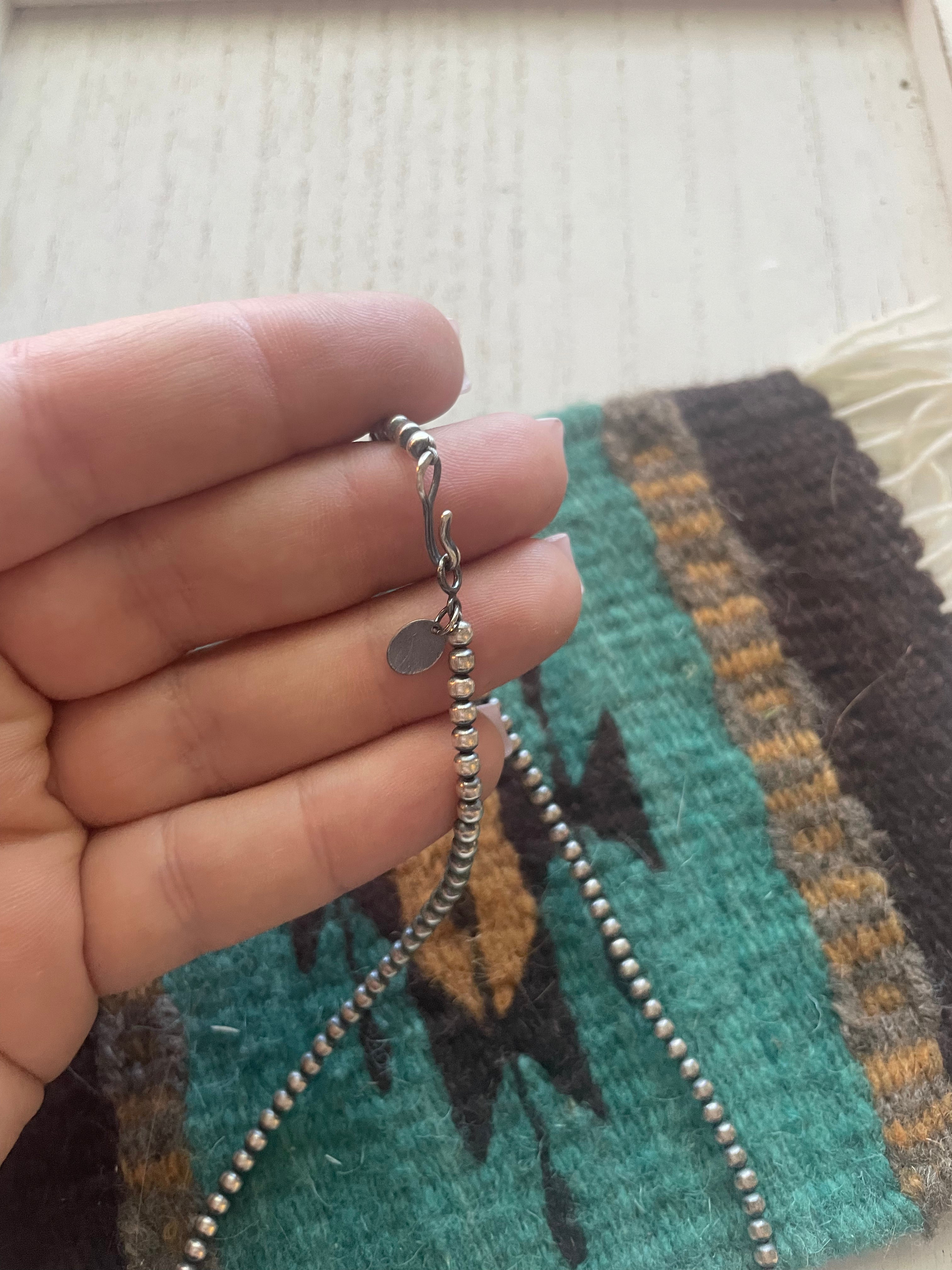 Handcrafted Sterling Silver Pearl & Queen Pink Conch Beaded Necklace 3mm