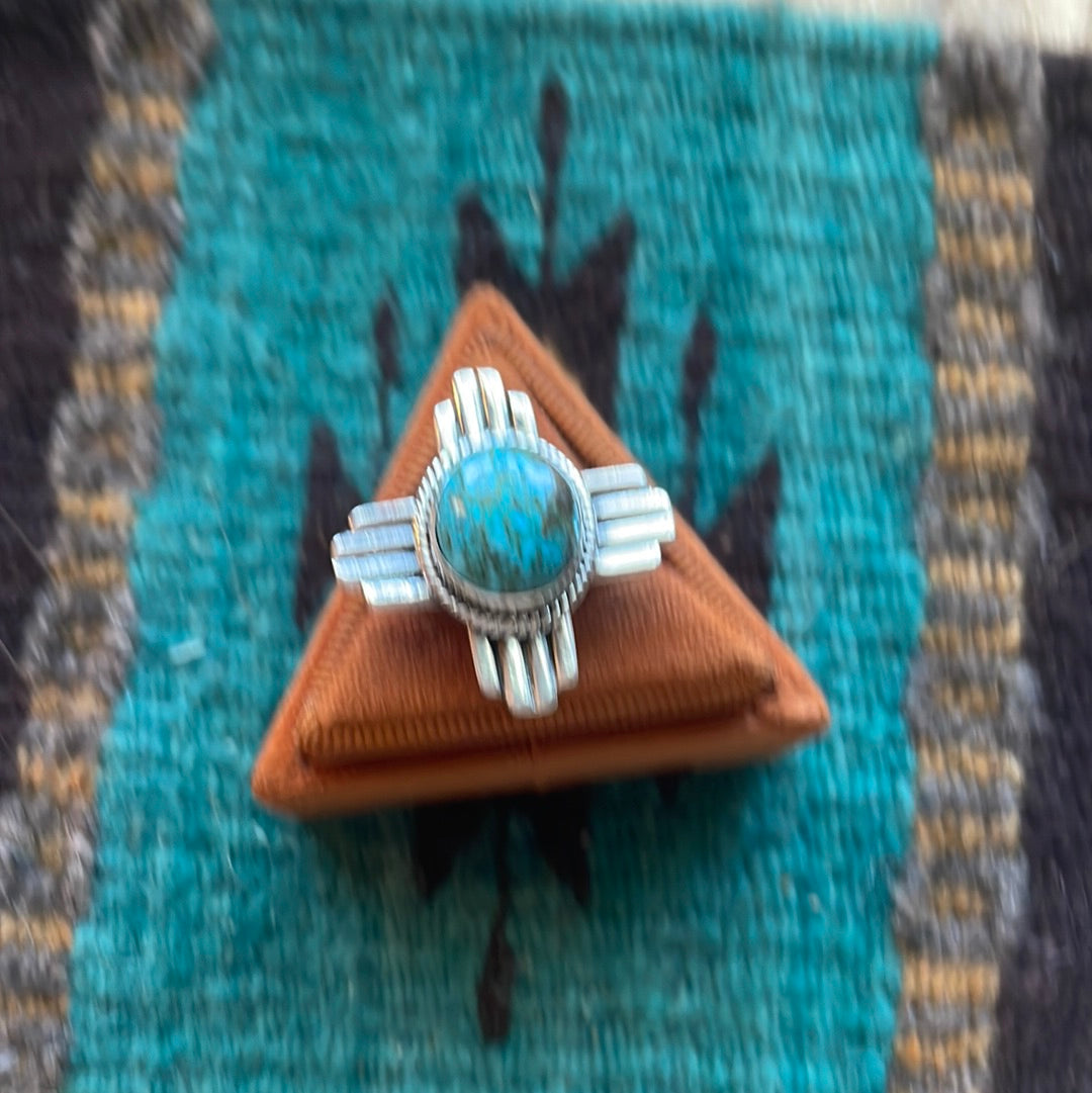 Amazing Zia Sterling Silver & Turquoise Ring Size 9 Signed