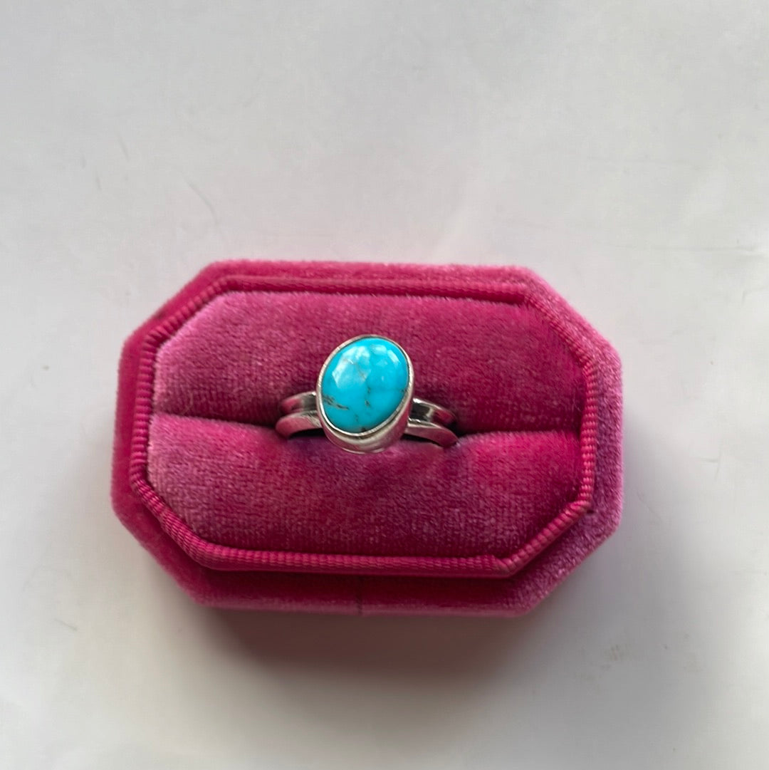Handcrafted Sterling Silver Single Stone Oval Turquoise Ring