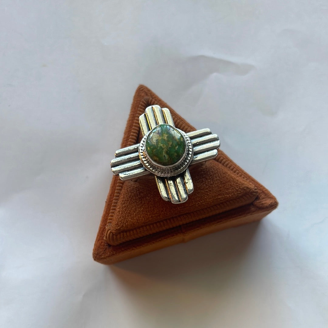 Amazing Zia Sterling Silver & Turquoise Ring Size 9.5 Signed