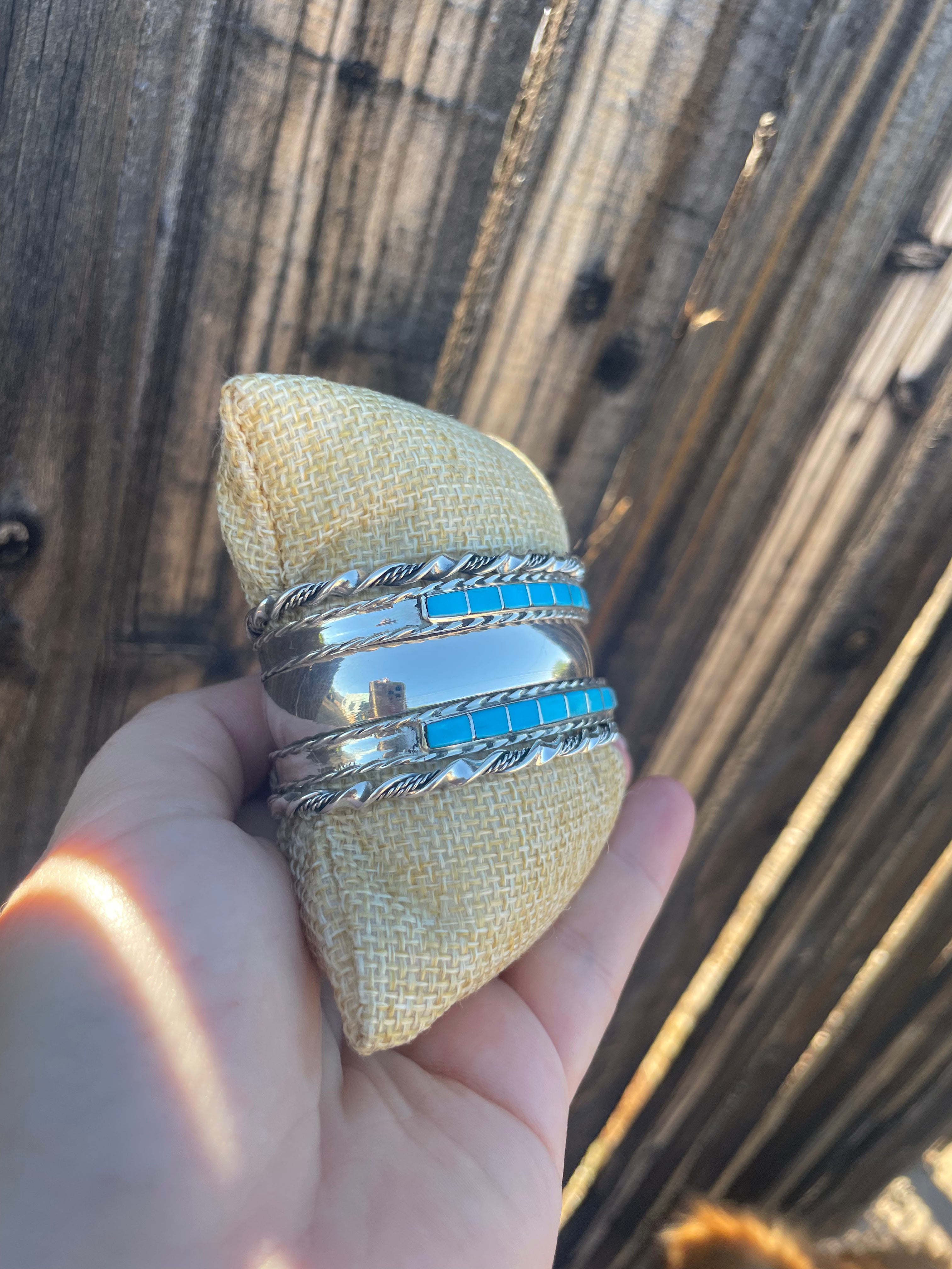 “The Cassidy Stacker” Sterling Silver & Turquoise Inlay Cuff