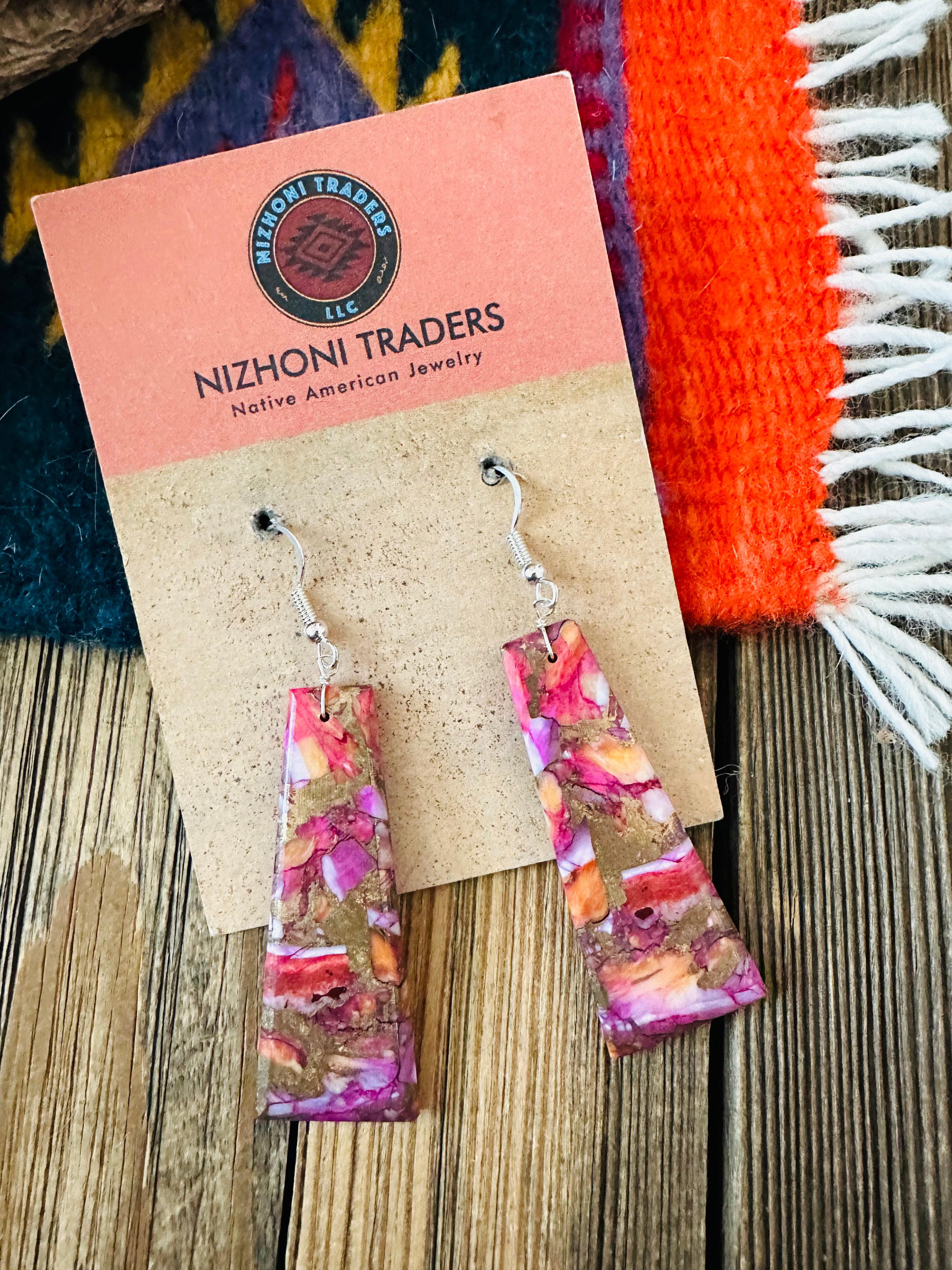Handcrafted Sterling Silver & Pink Mojave Slab Dangle Earrings