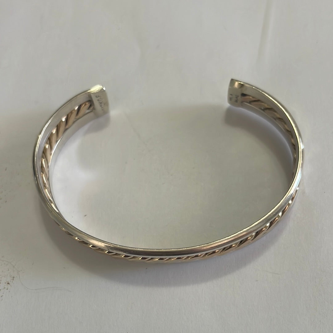 Handcrafted 12kt Overlay & Sterling Silver Adjustable Cuff Bracelet Signed