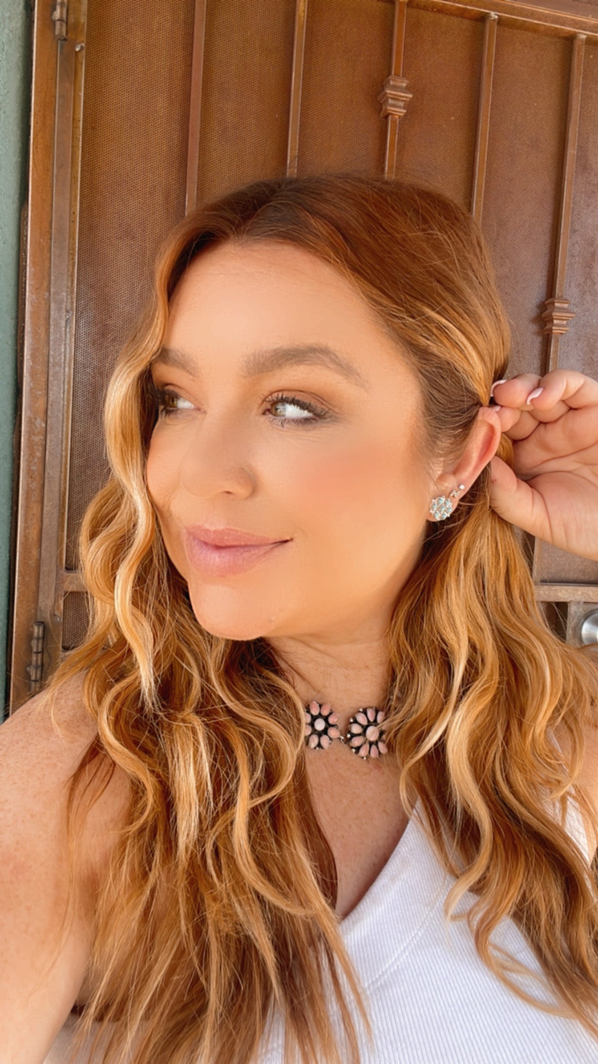 Handcrafted Sterling Silver & Turquoise 7 Stone Cluster Stud Earrings