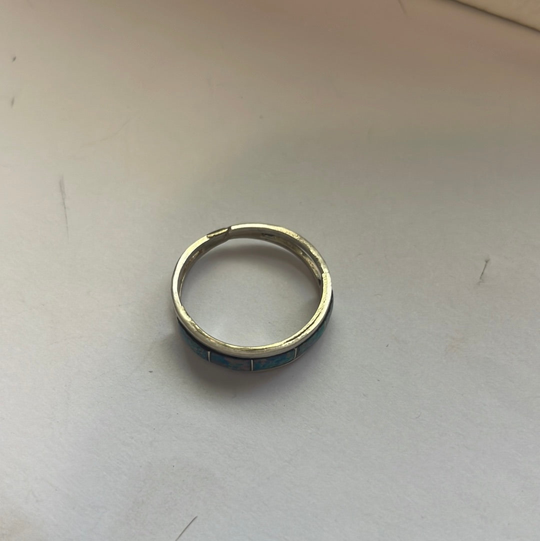 Handcrafted Sterling Silver & Blue Opal Inlay Ring