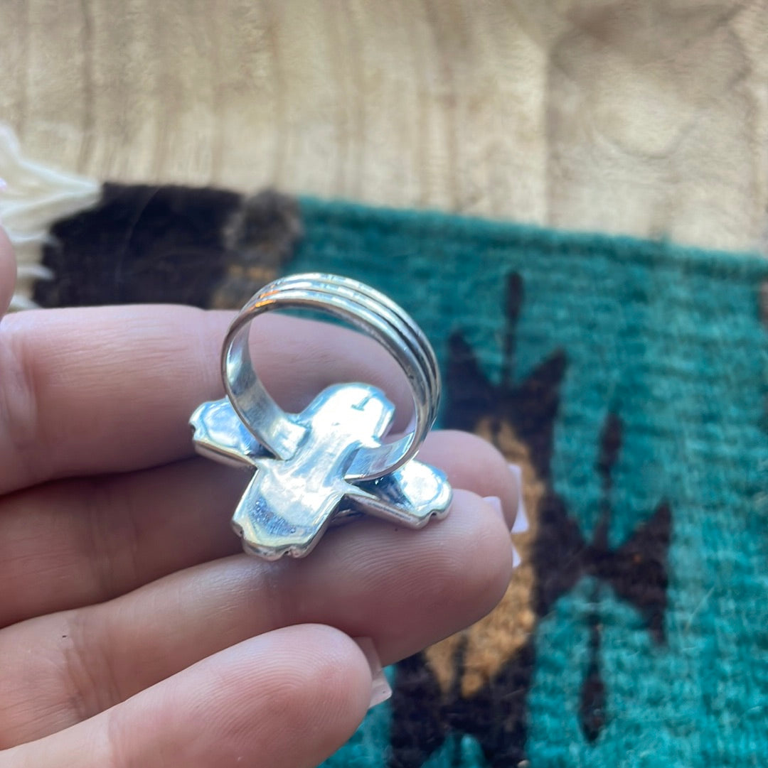 Amazing Zia Sterling Silver & Turquoise Ring Size 9.5 Signed