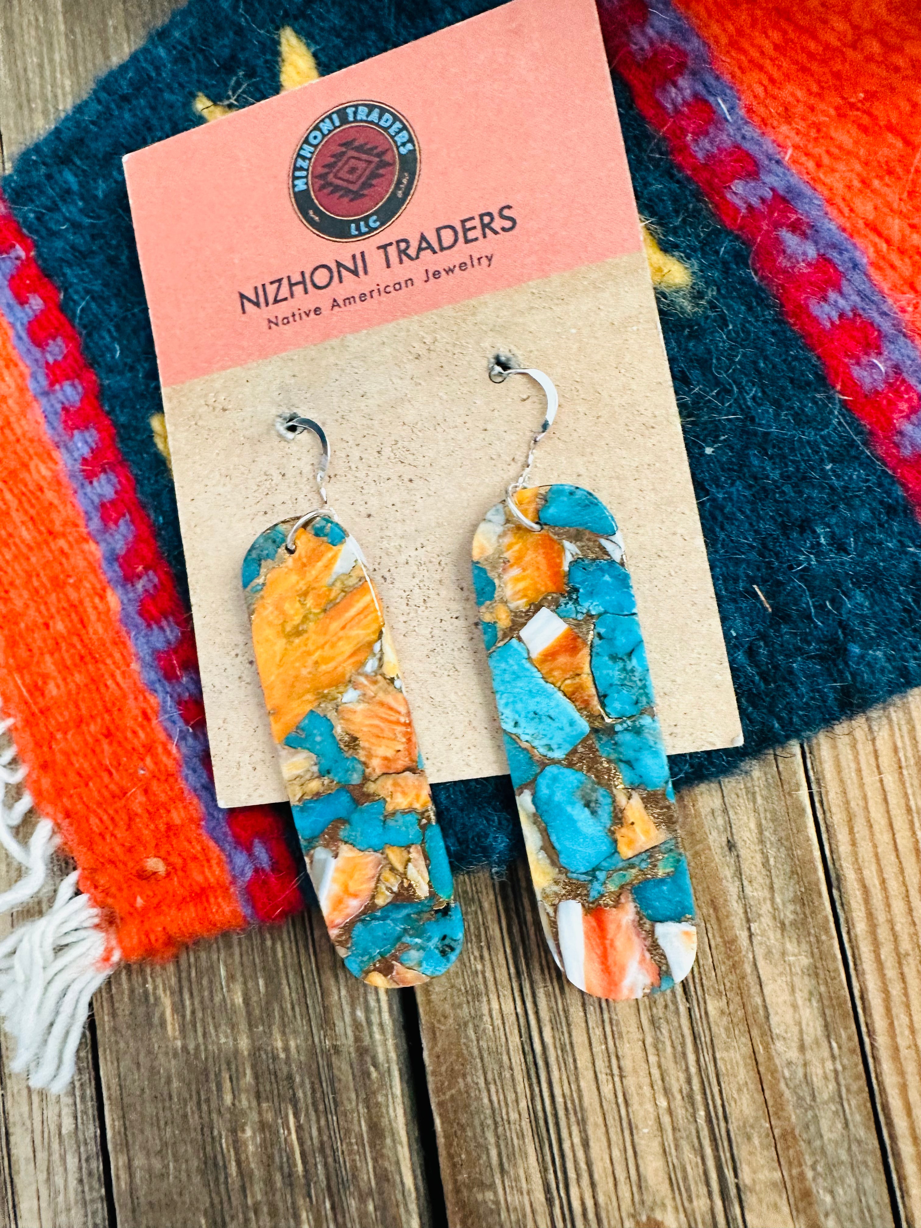 Handcrafted Sterling Silver & Multi Stone Spice Slab Dangle Earrings