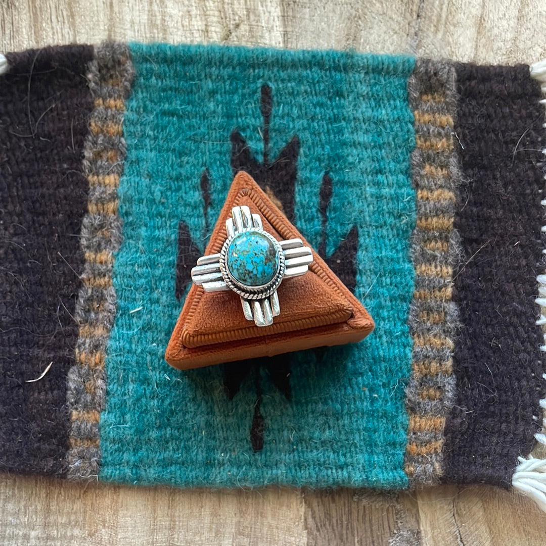 Amazing Zia Sterling Silver & Turquoise Ring Size 9 Signed
