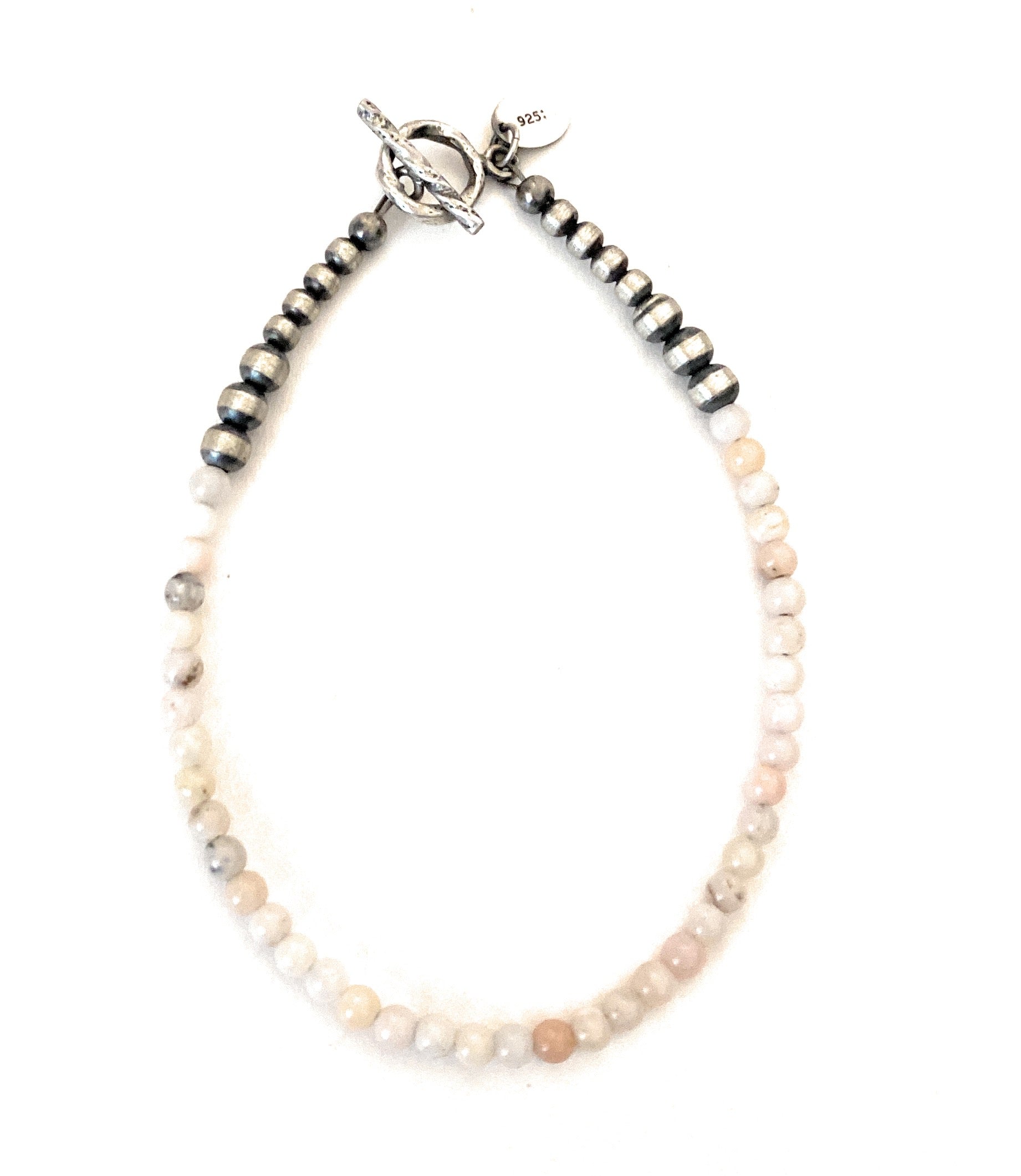 Handcrafted Queen Pink Conch Shell & Sterling Silver Beaded Bracelet