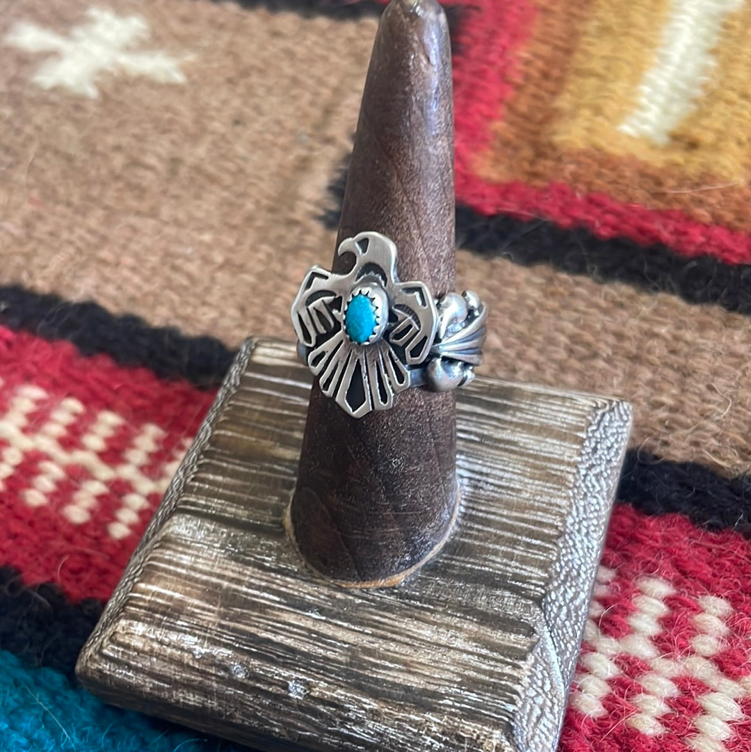 Handcrafted Sterling Silver Turquoise Thunderbird Ring