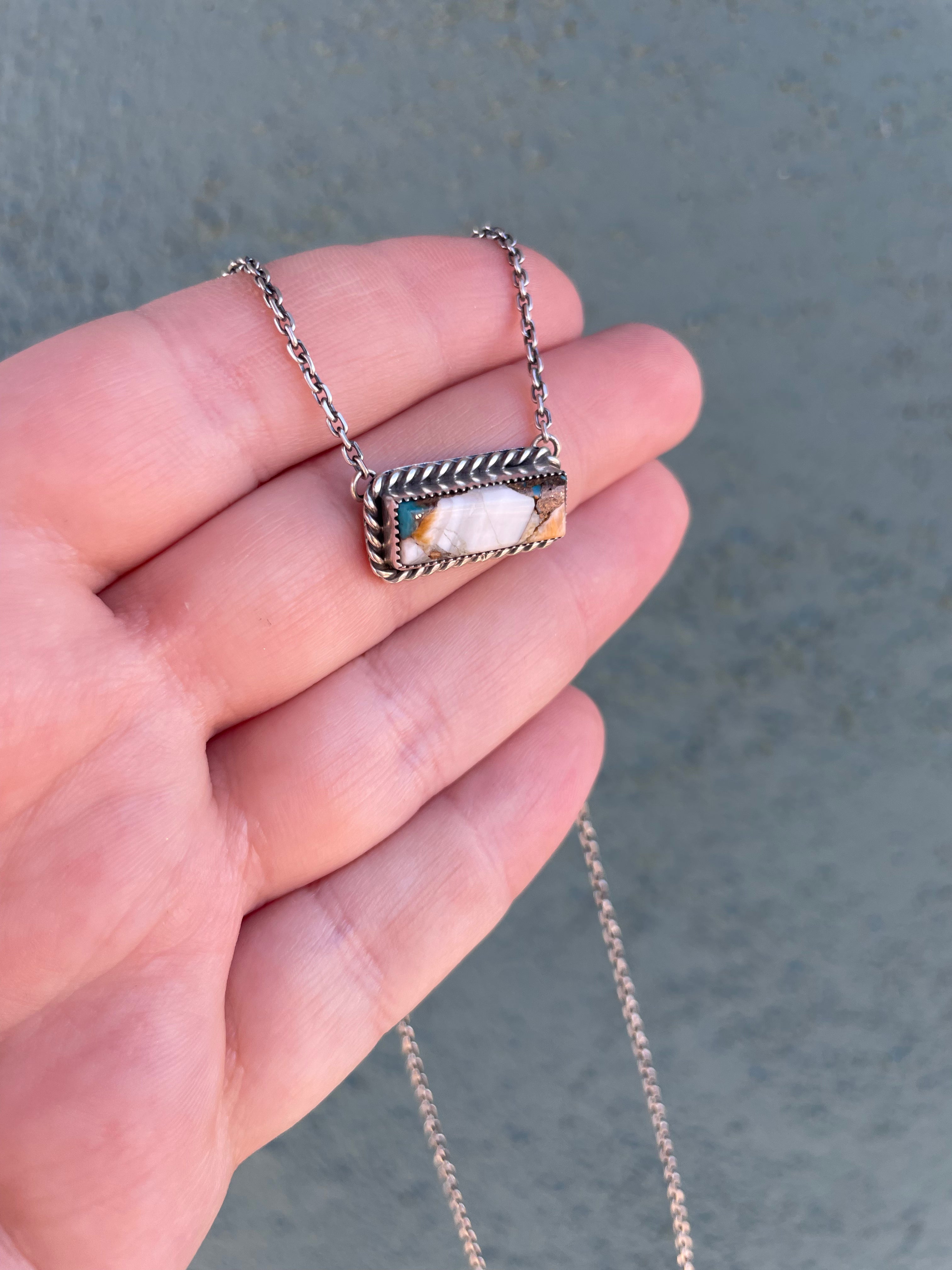 Style 1 Handcrafted Spice Sterling Silver Bar Necklace Signed