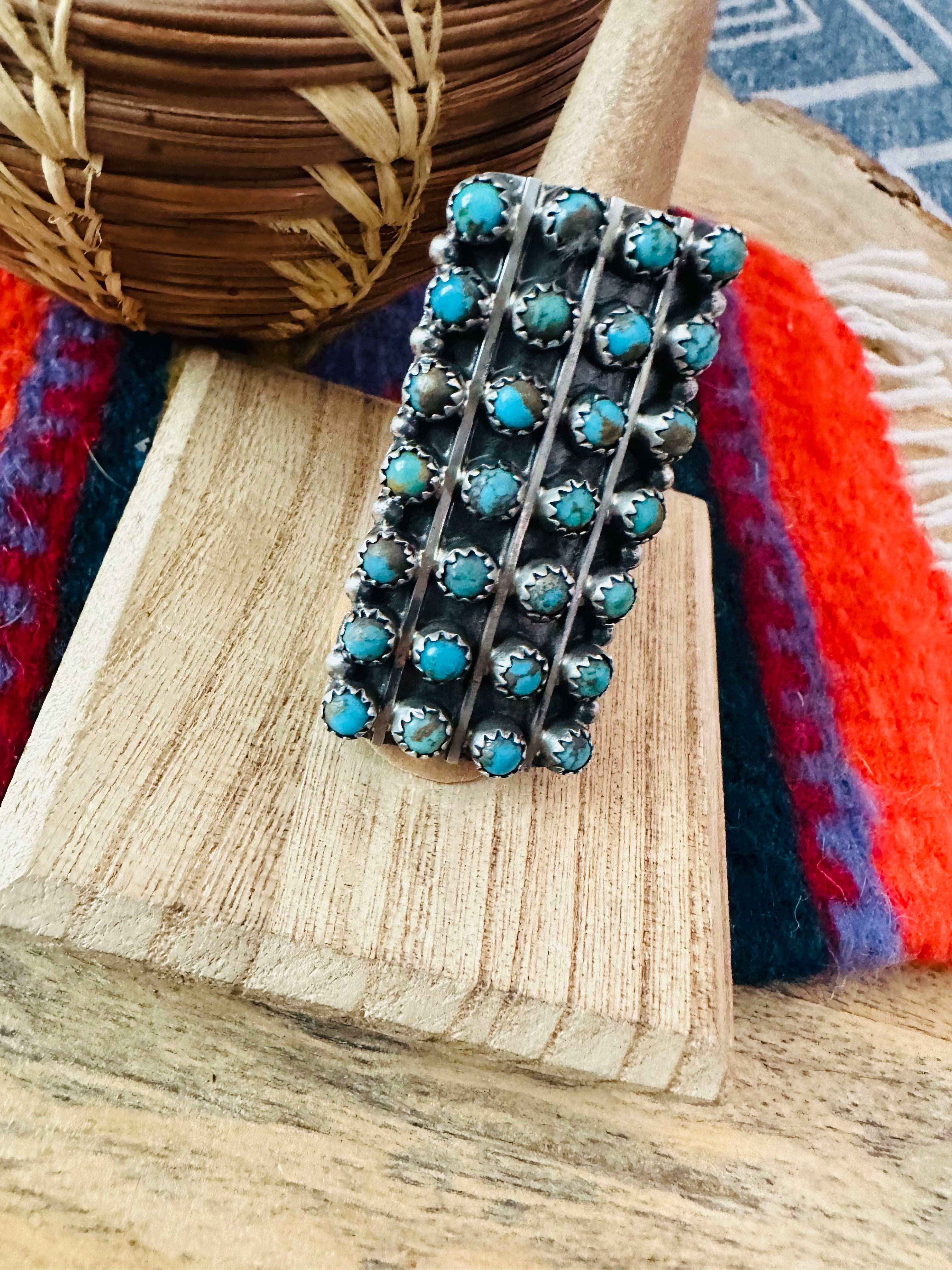 Handcrafted Sterling Silver & Kingman Turquoise Snake Eye Ring