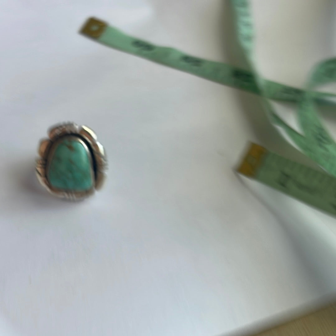 Handcrafted Large Single Stone Turquoise Sterling Silver Ring Signed