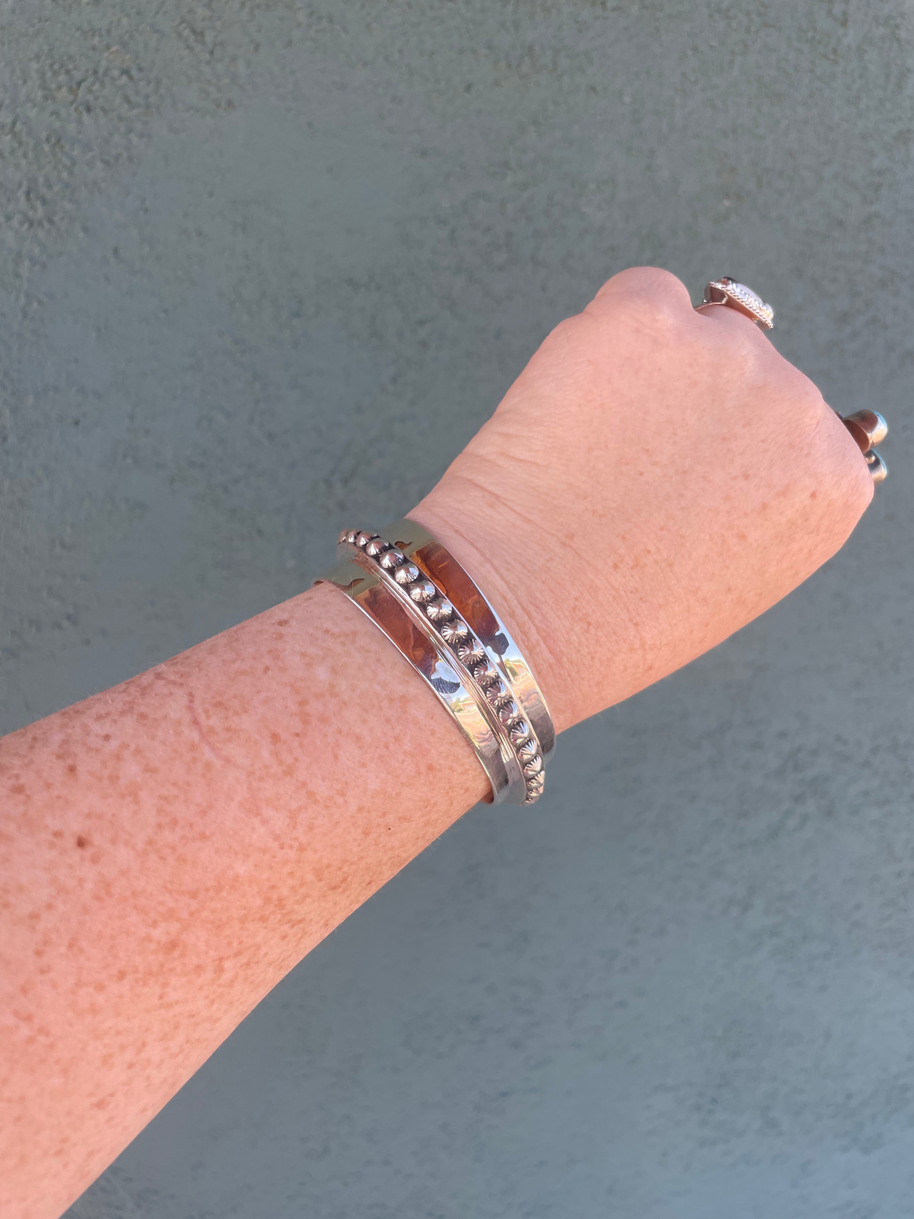 Handcrafted Sterling Silver Angled Cuff Bracelet Signed