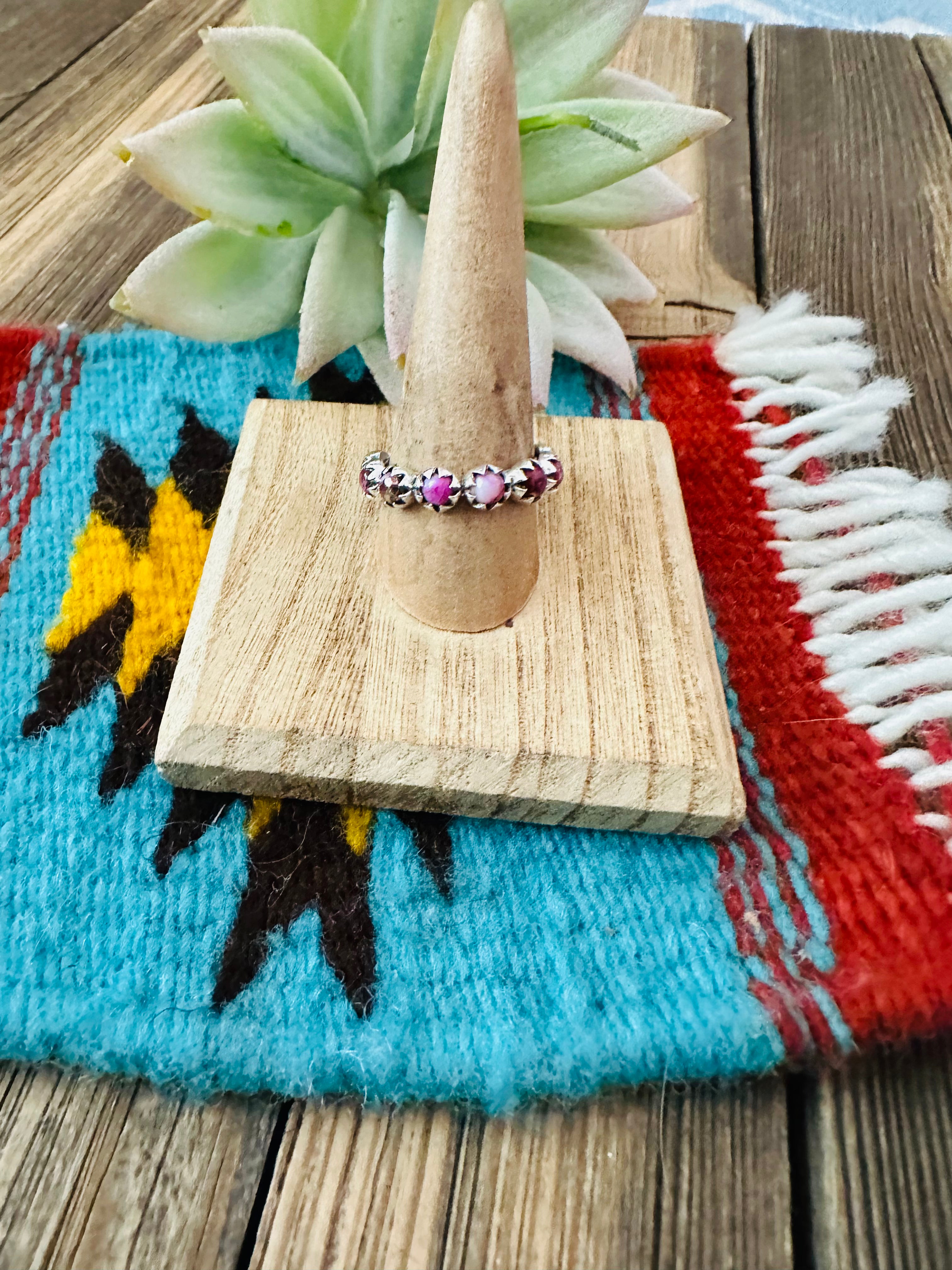 Handmade Sterling Silver & Pink Mojave Mini Eternity Band Ring