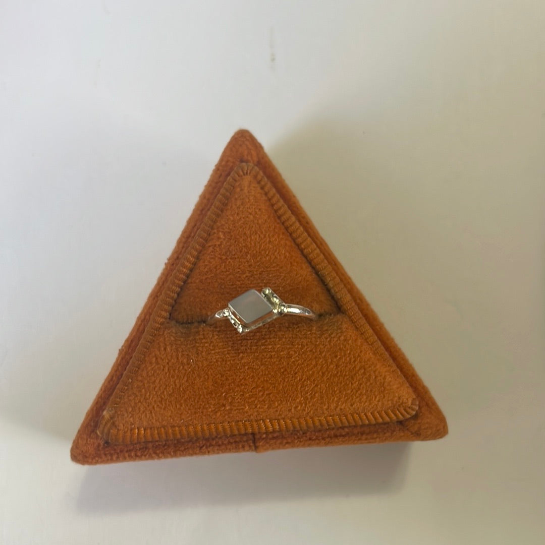 The Mini Navajo Agate & Sterling Silver Single Stone Ring