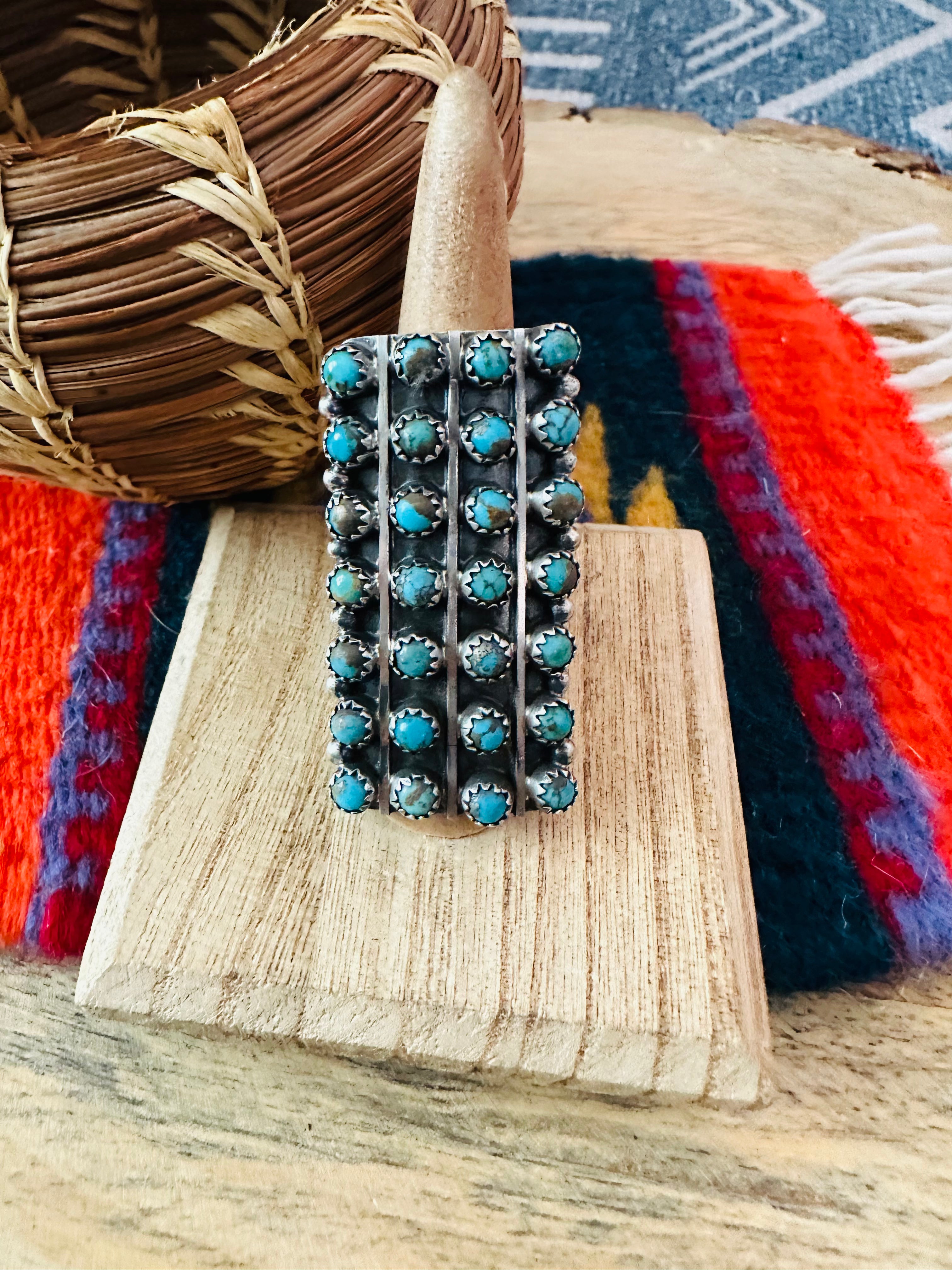 Handcrafted Sterling Silver & Kingman Turquoise Snake Eye Ring