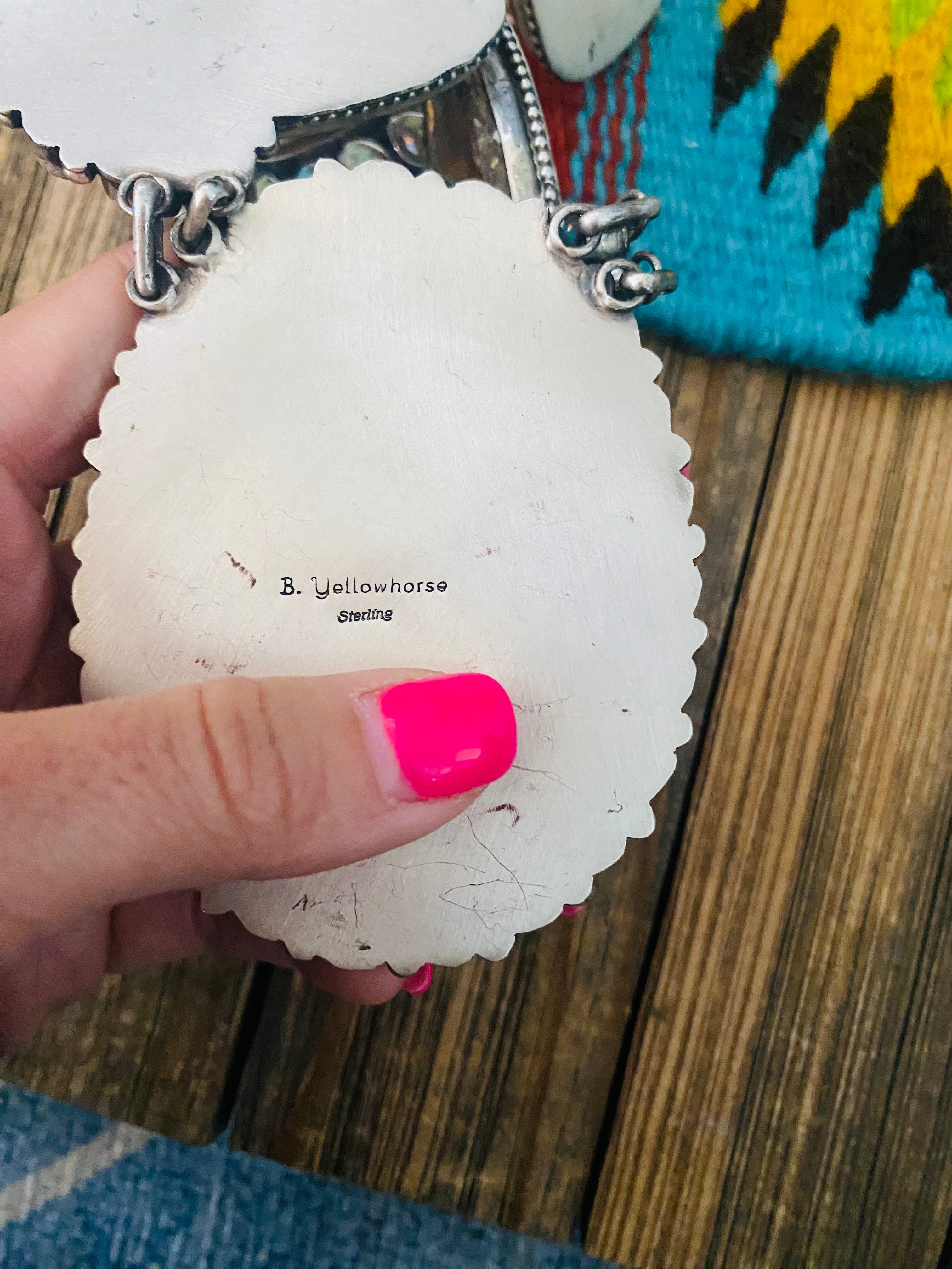Stunning Navajo Sterling Silver & Royston Turquoise Necklace Set by Blaine Yellowhorse