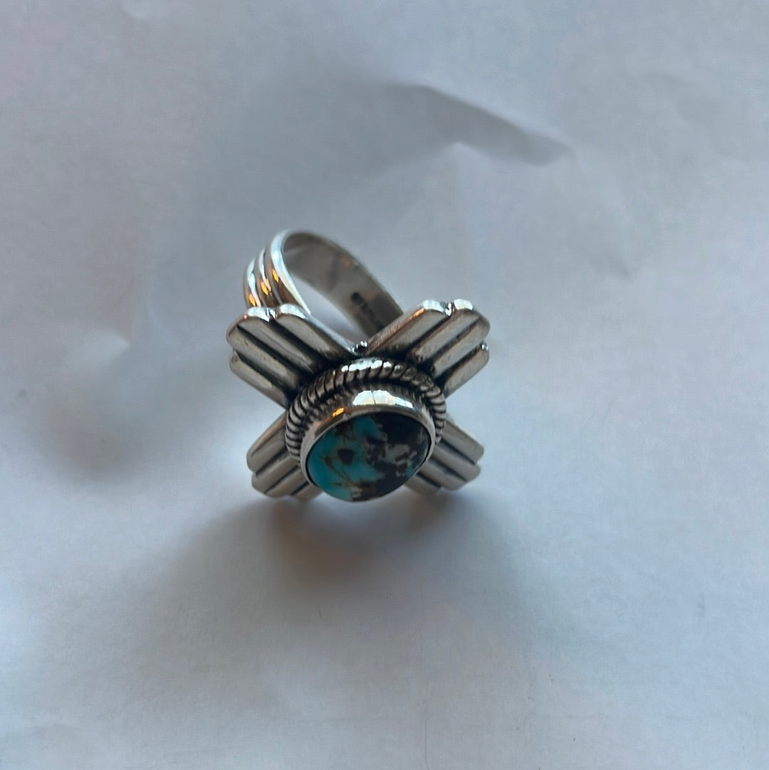 Amazing Zia Sterling Silver & Turquoise Ring Size 9 Signed