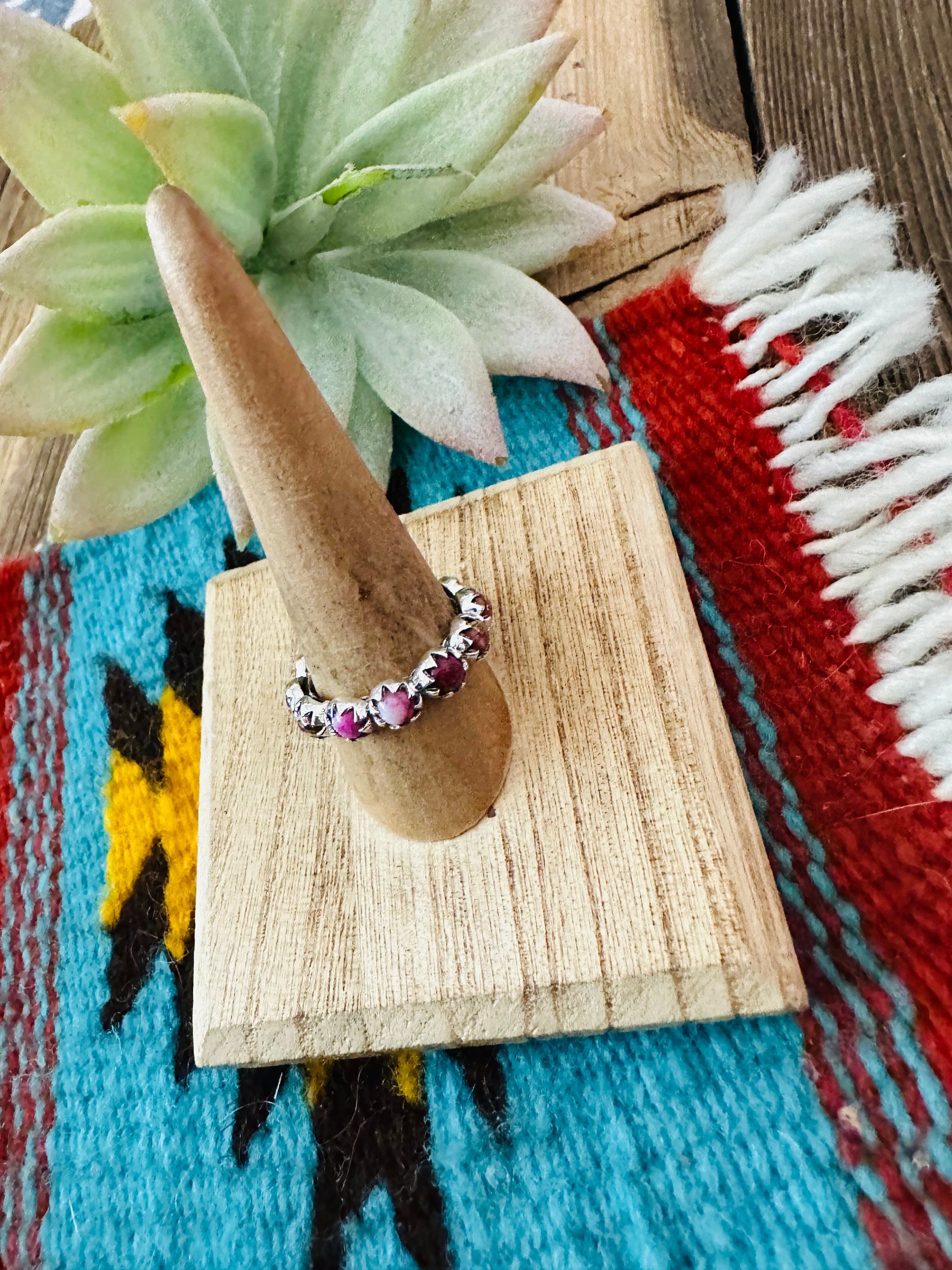 Handmade Sterling Silver & Pink Mojave Mini Eternity Band Ring