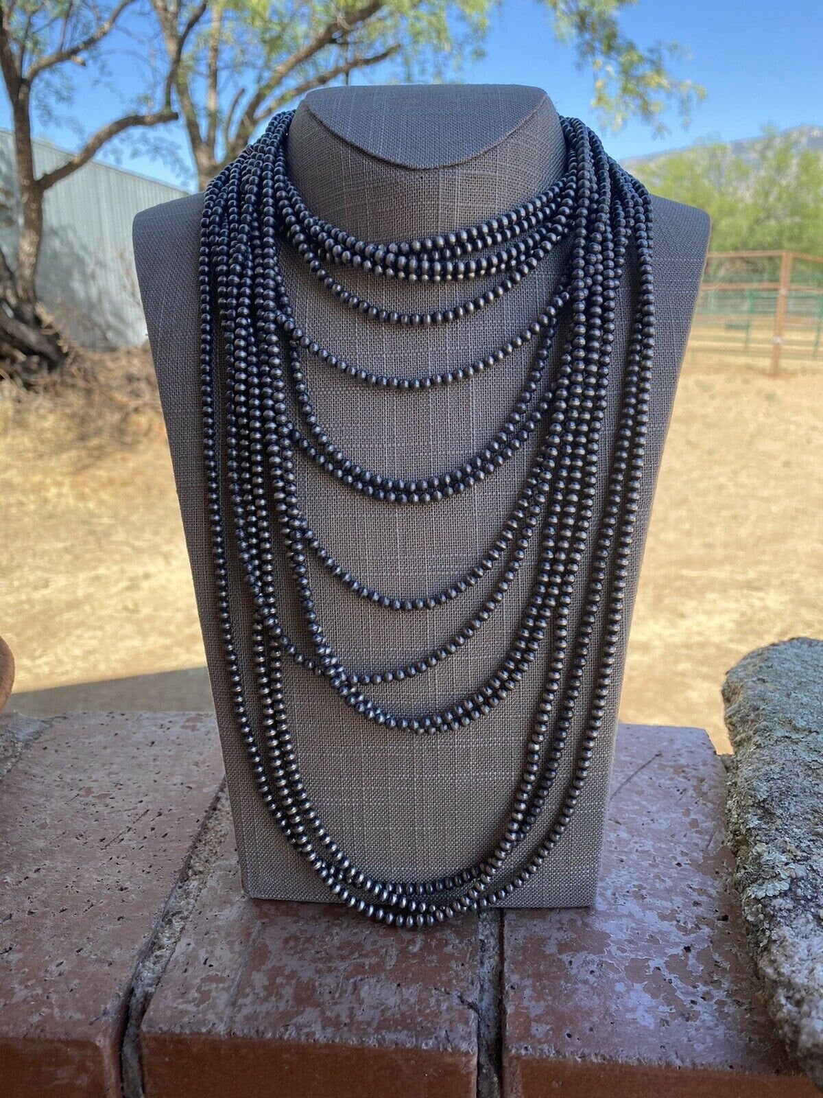 4mm Sterling Silver Pearl Style Beaded Necklace