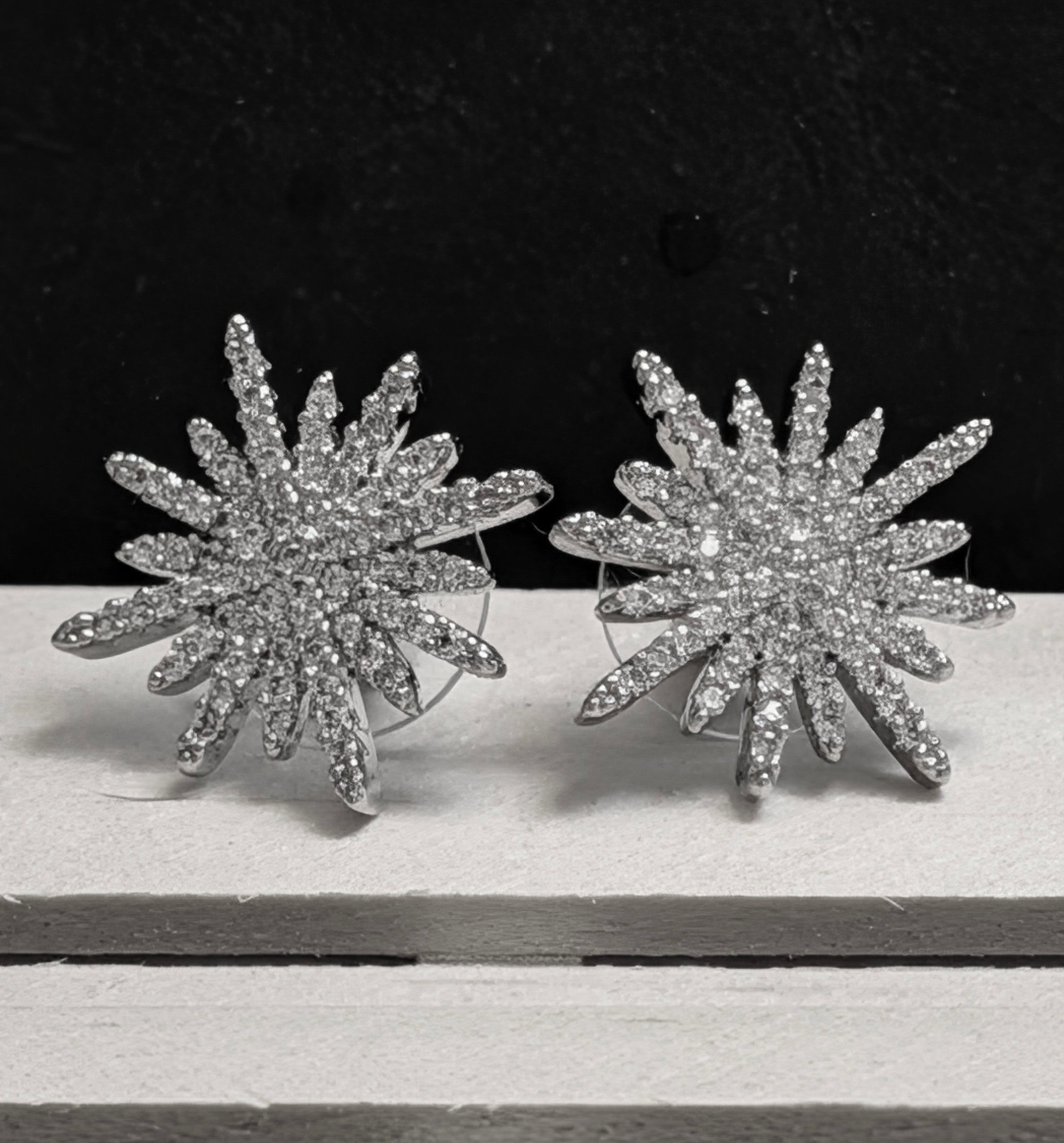 Silver Round CZ Star Earrings