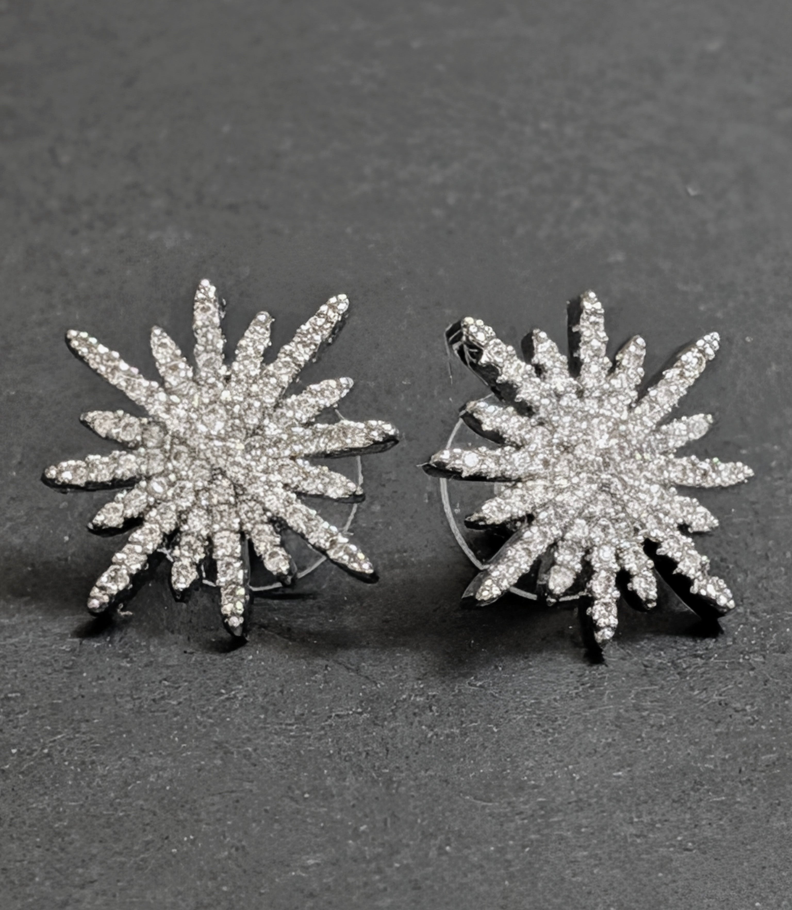 Silver Round CZ Star Earrings