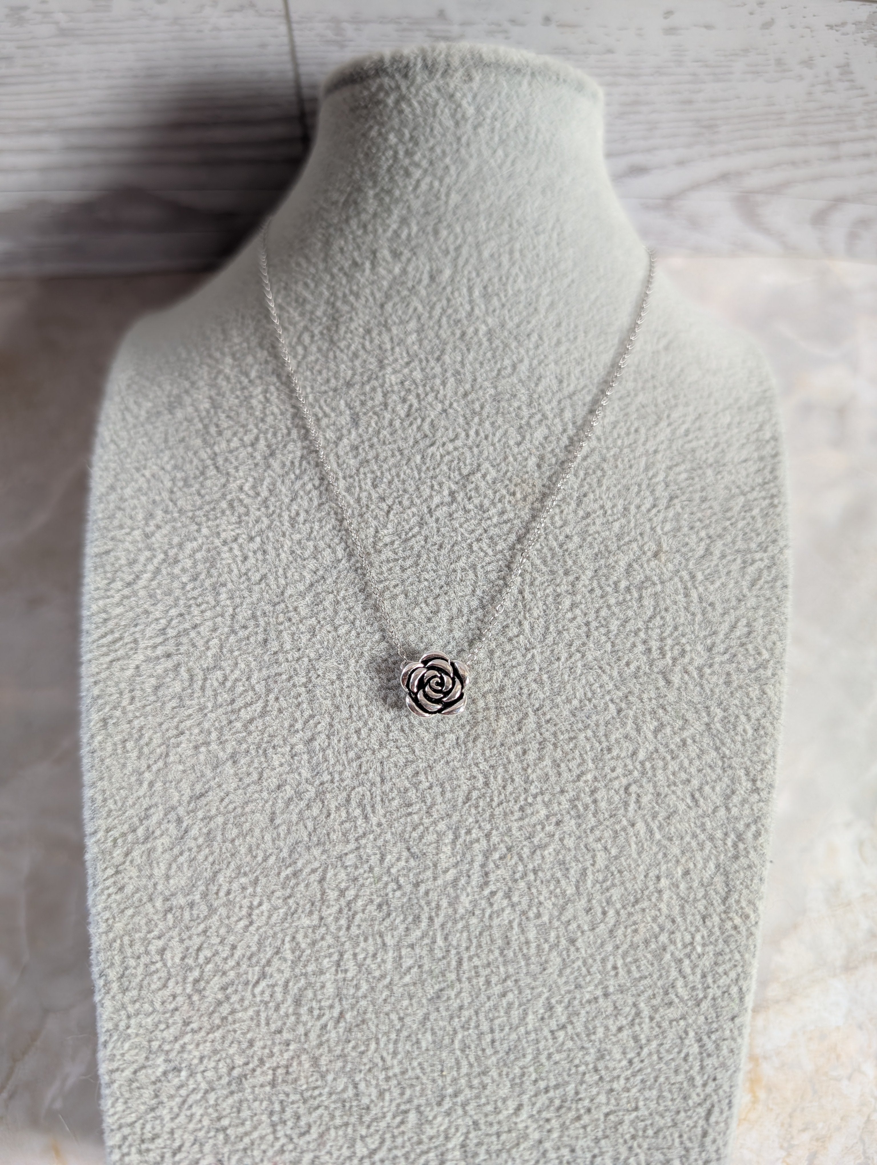 Rose Flower Sterling Silver Necklace