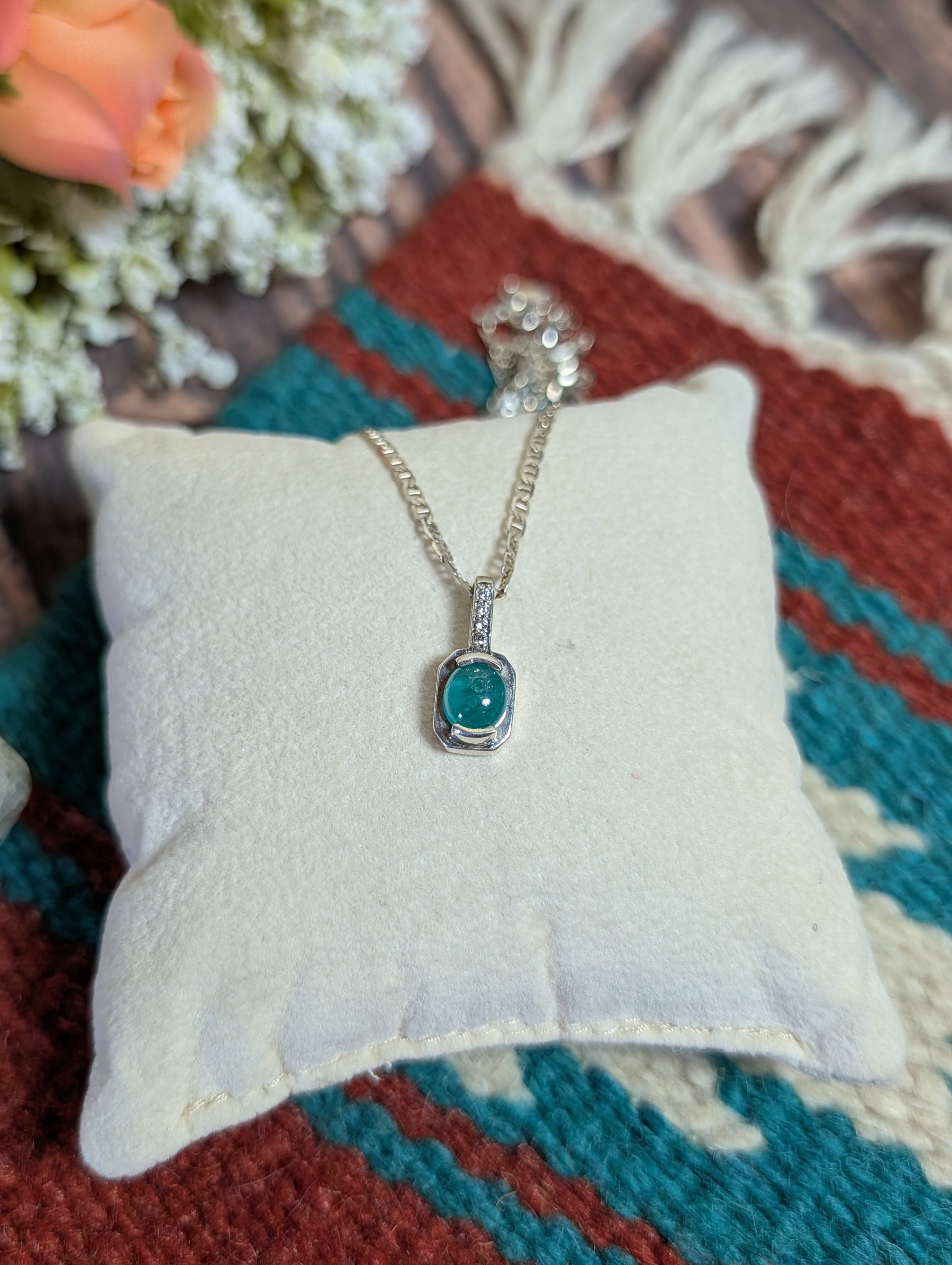 Emerald Necklace Set in Sterling Silver 1ct set 5A
