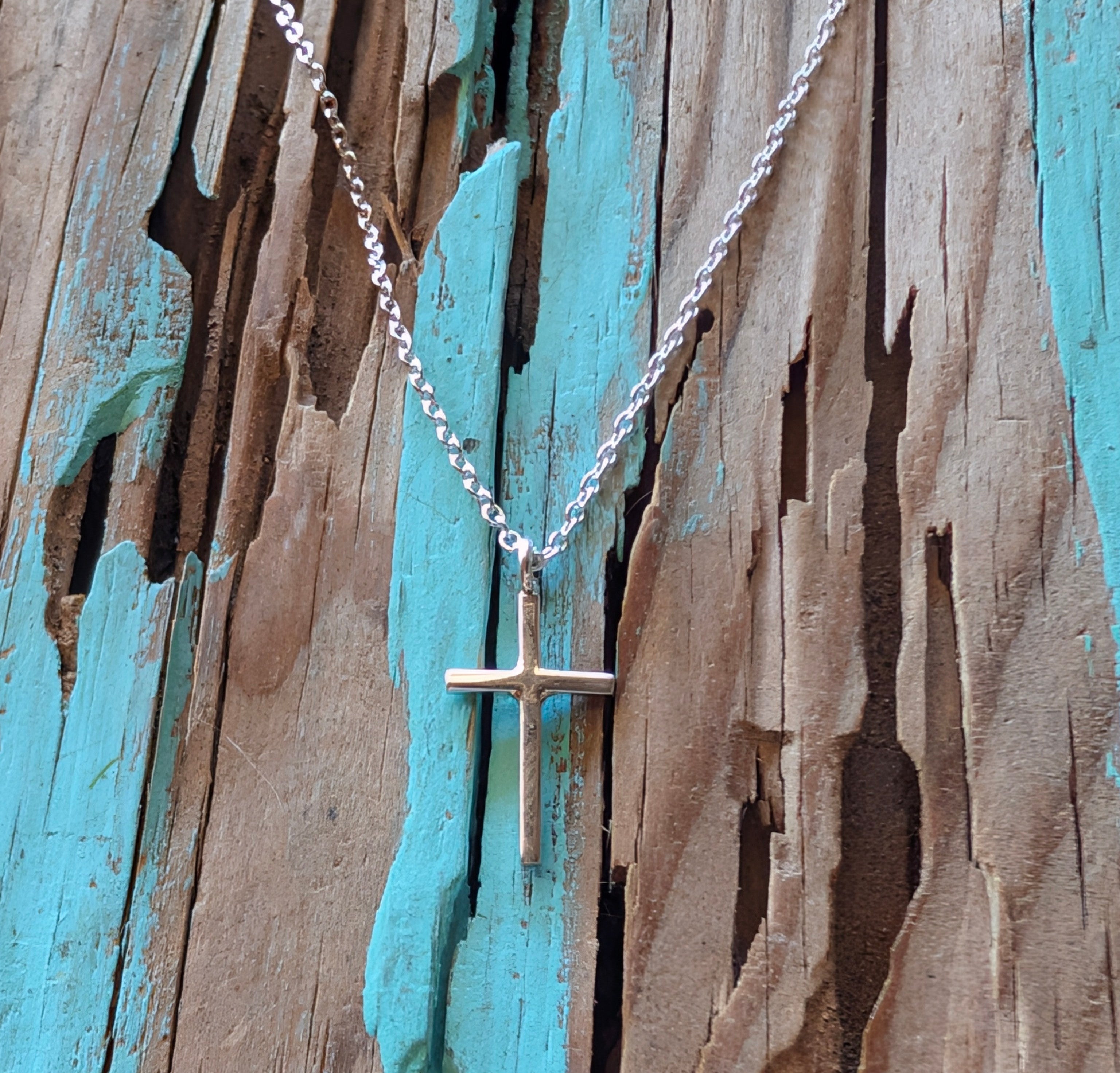 Sterling Silver Christian Crucifix Simplistic Cross Pendant Necklace