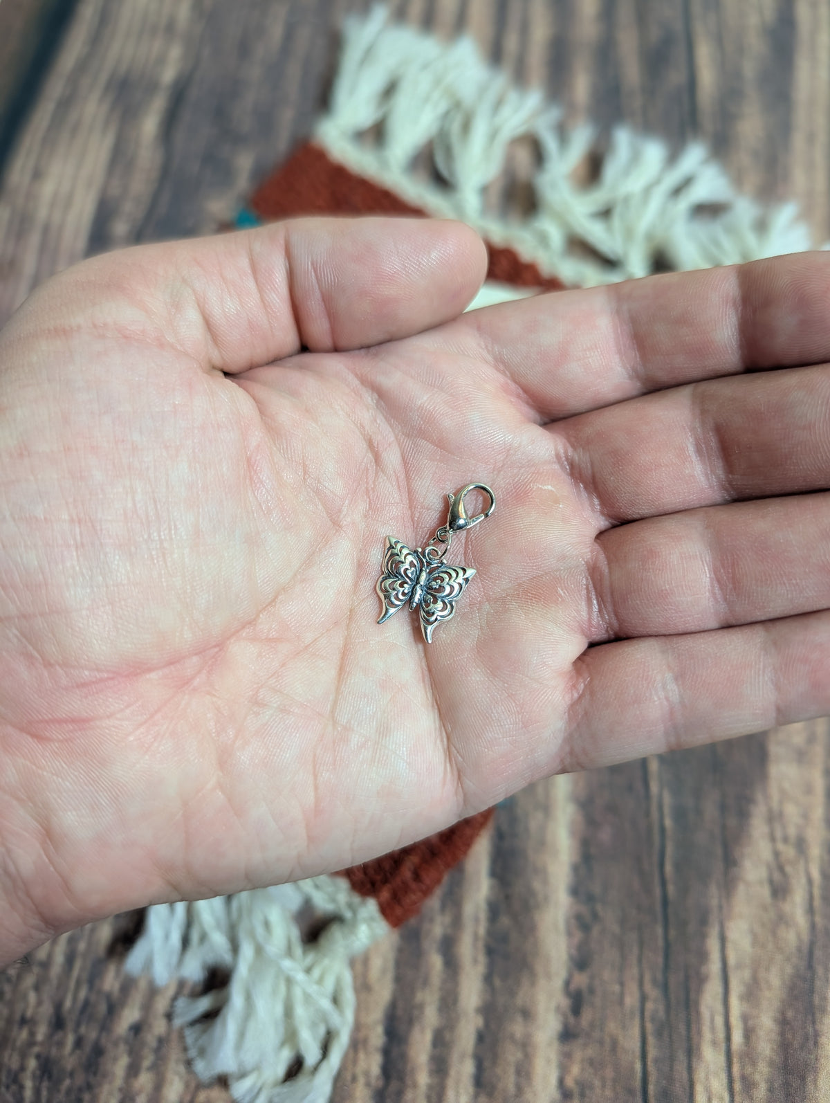 Handcrafted Small Butterfly Charm Sterling Silver Variant 3