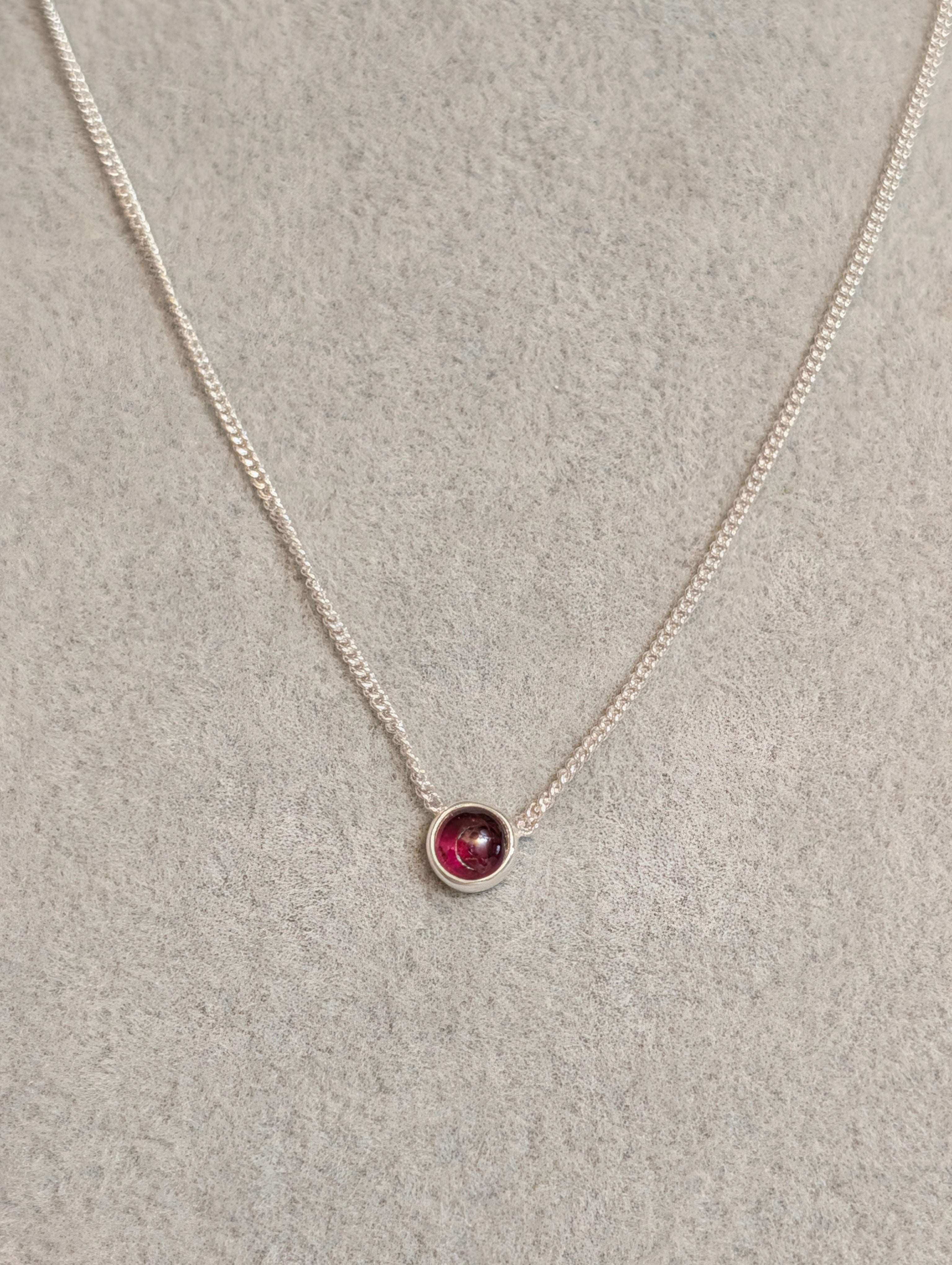 Petite Garnet Pendant & Sterling Silver Necklace