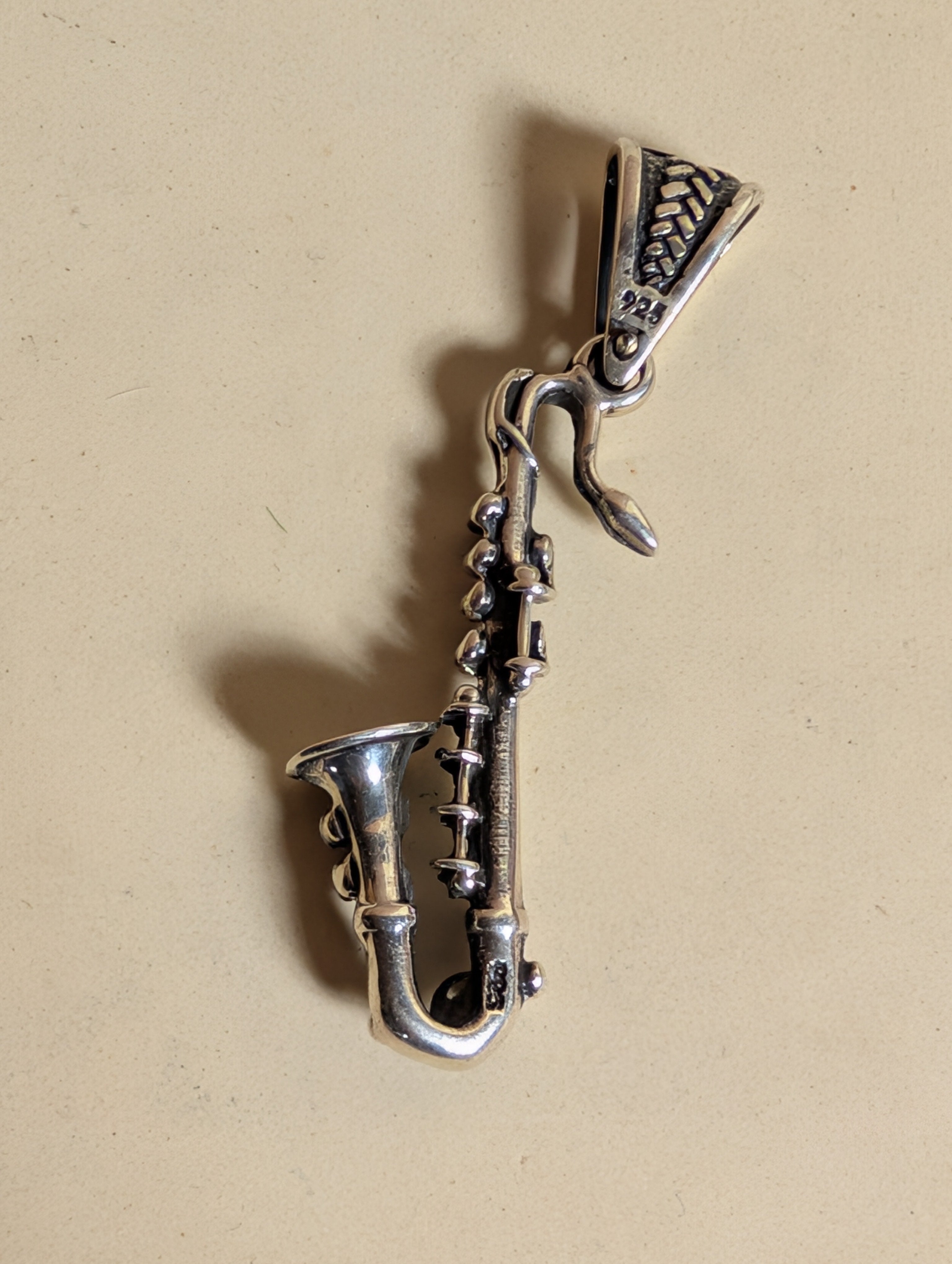 Sterling Silver Saxophone Musical Instrument Pendant