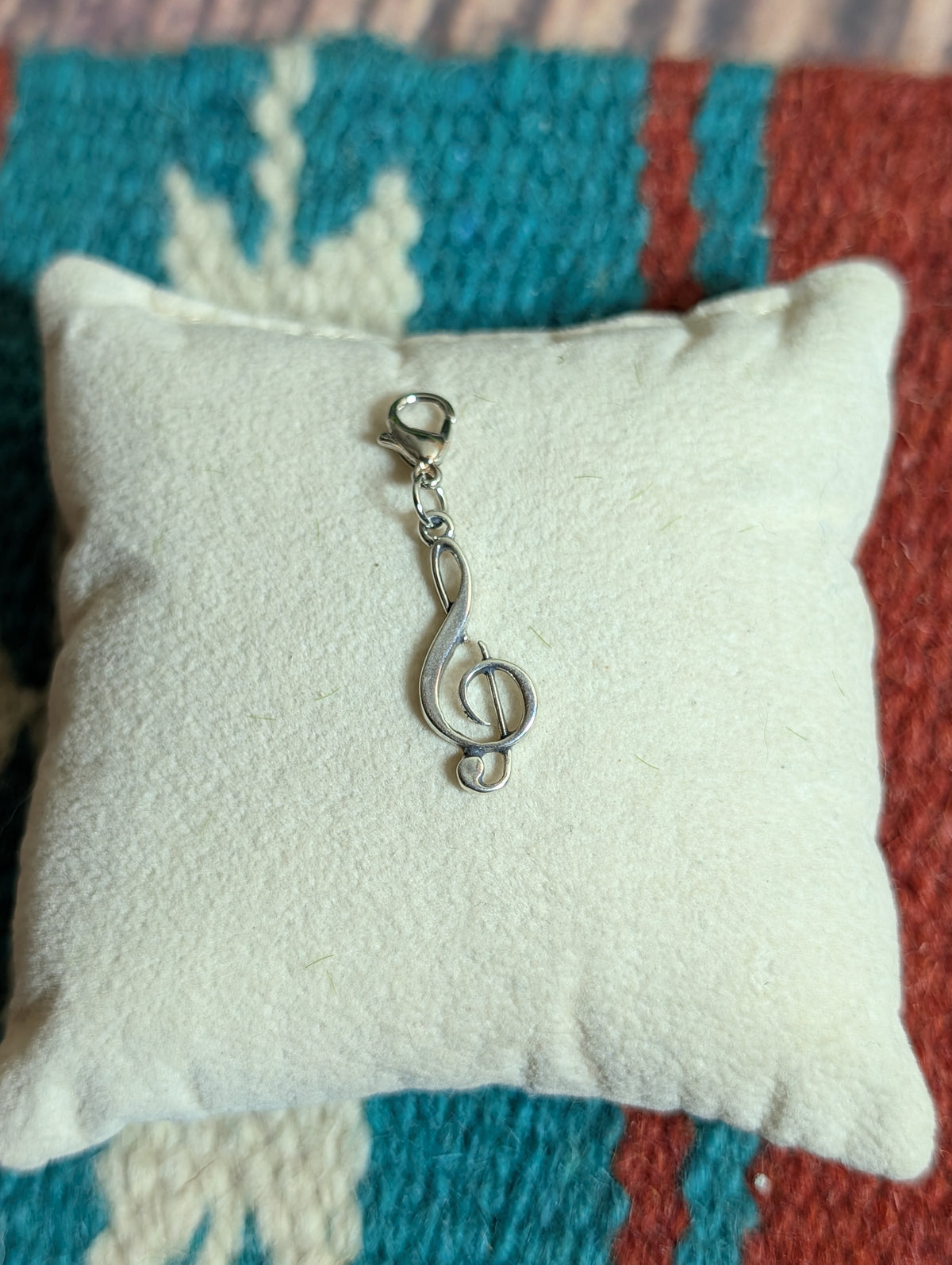 Handcrafted Treble Clef Music Note Charm Sterling Silver