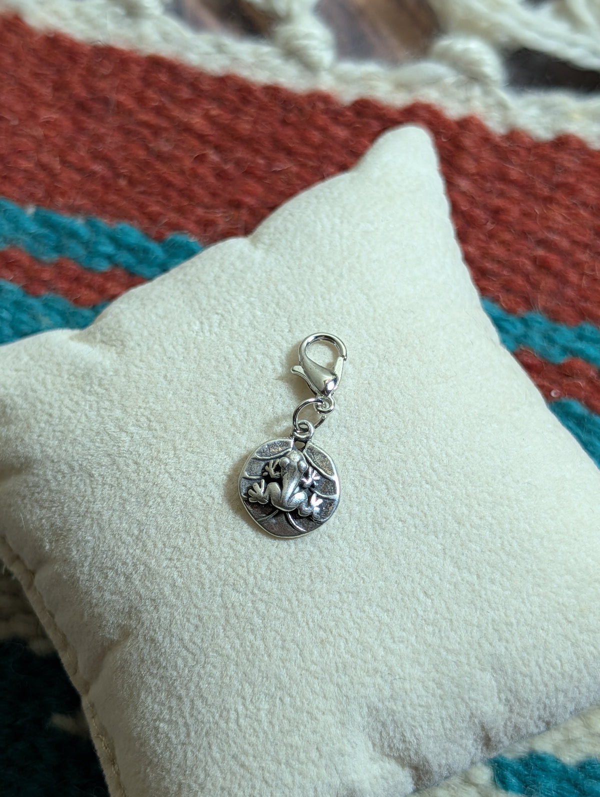 Handcrafted Frog On A Leaf Charm Sterling Silver