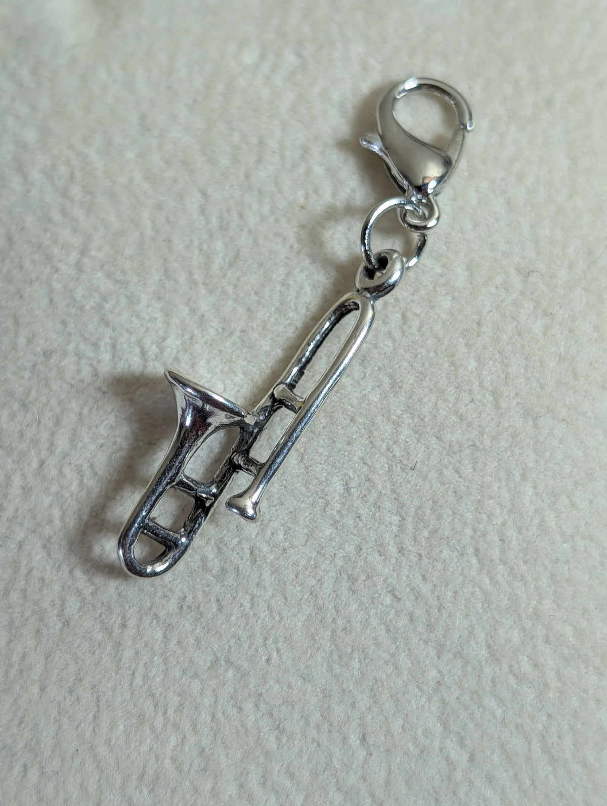 Handcrafted Trombone Musical Instrument Charm Sterling Silver