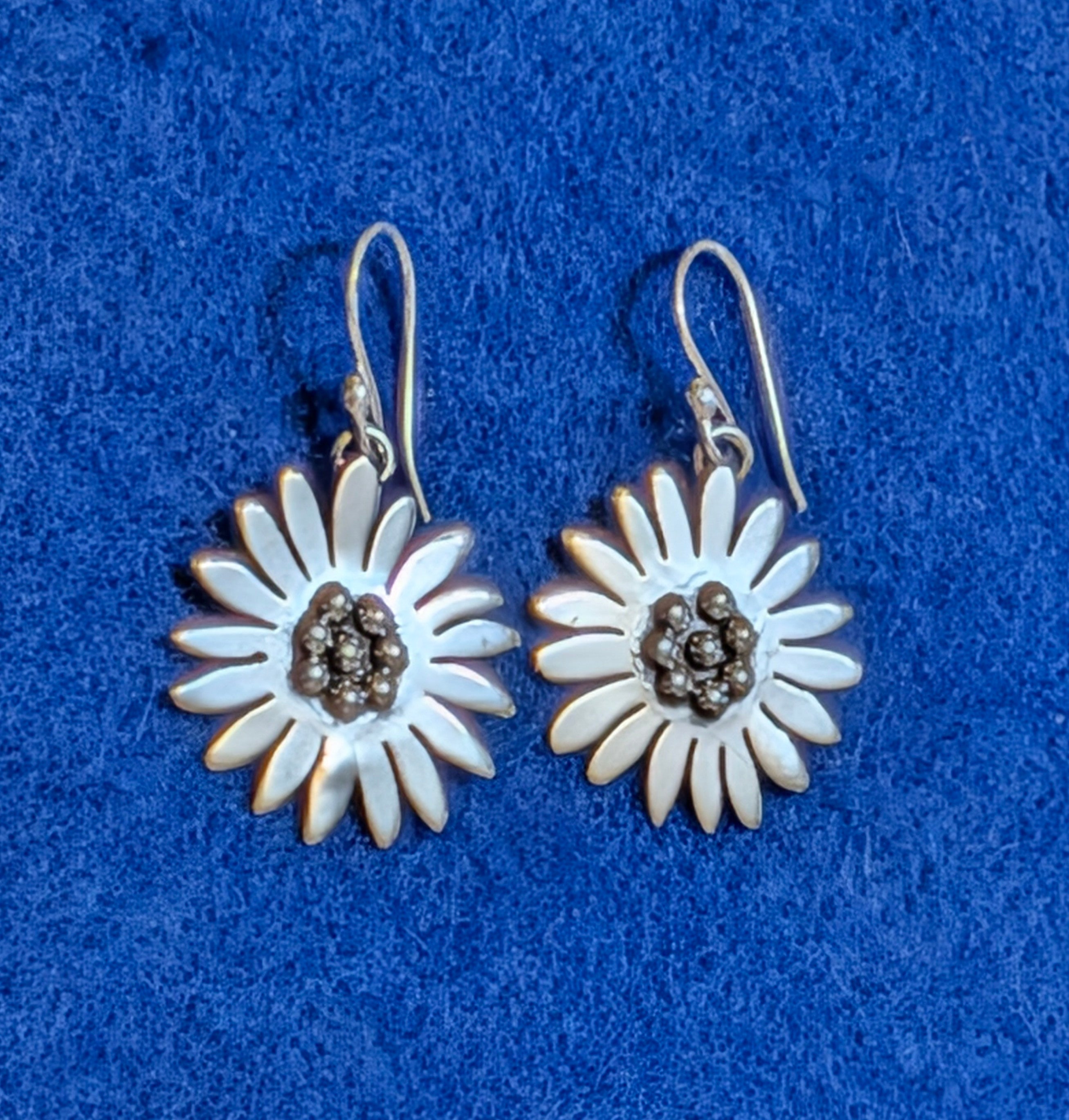 Sterling Silver Sunflower Hook Earrings