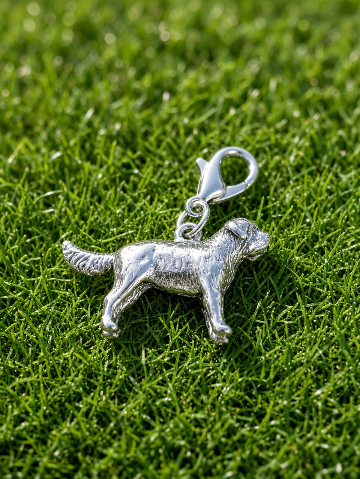 Handcrafted St. Bernard Dog Charm Sterling Silver