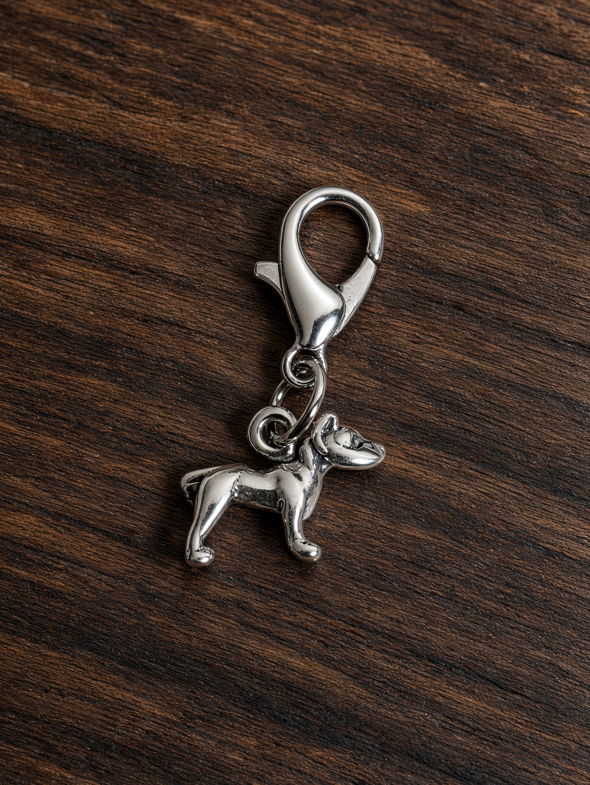 Handcrafted Mini Pitbull Dog Charm Sterling Silver