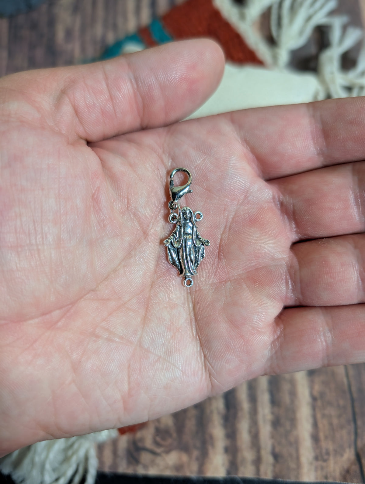 Handcrafted Mary Mother Of Jesus Charm Sterling Silver